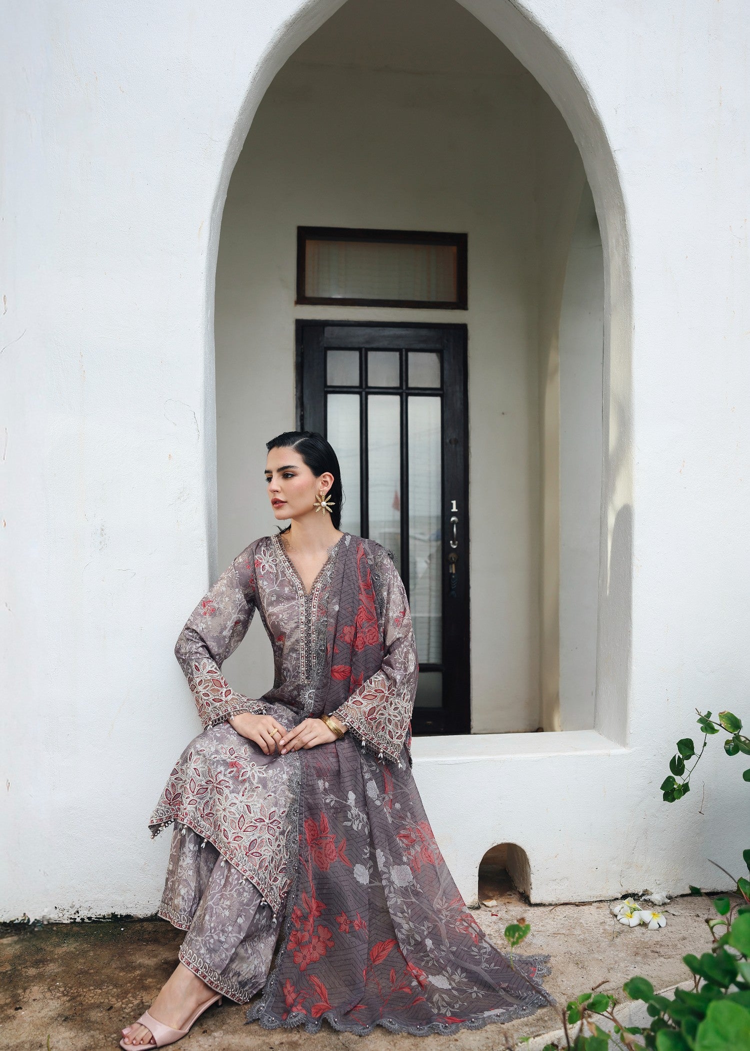 crepe silk Kurta Set in Multi