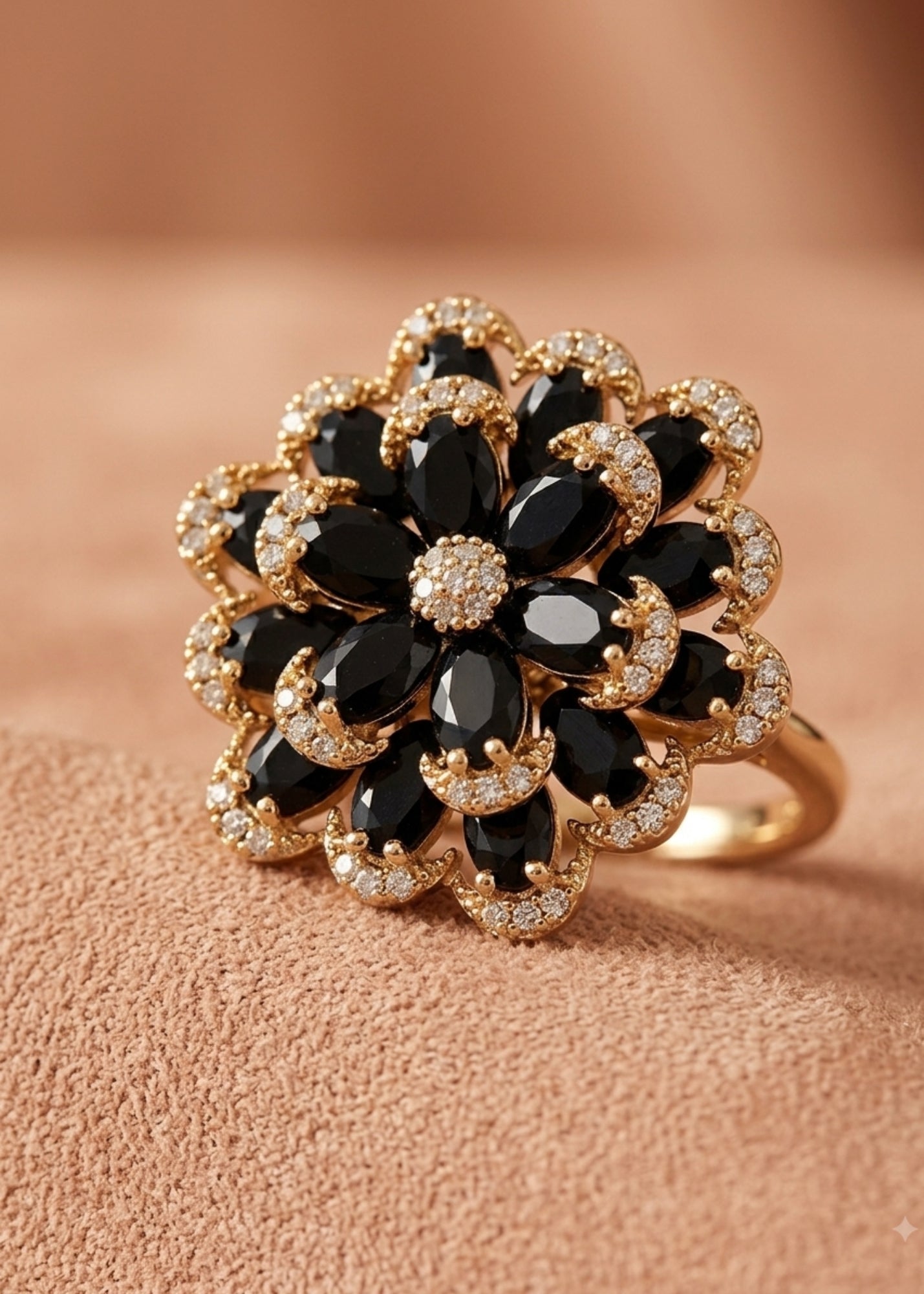 Ring in Gold, black Color by - Trendy Women Ring FMC3542