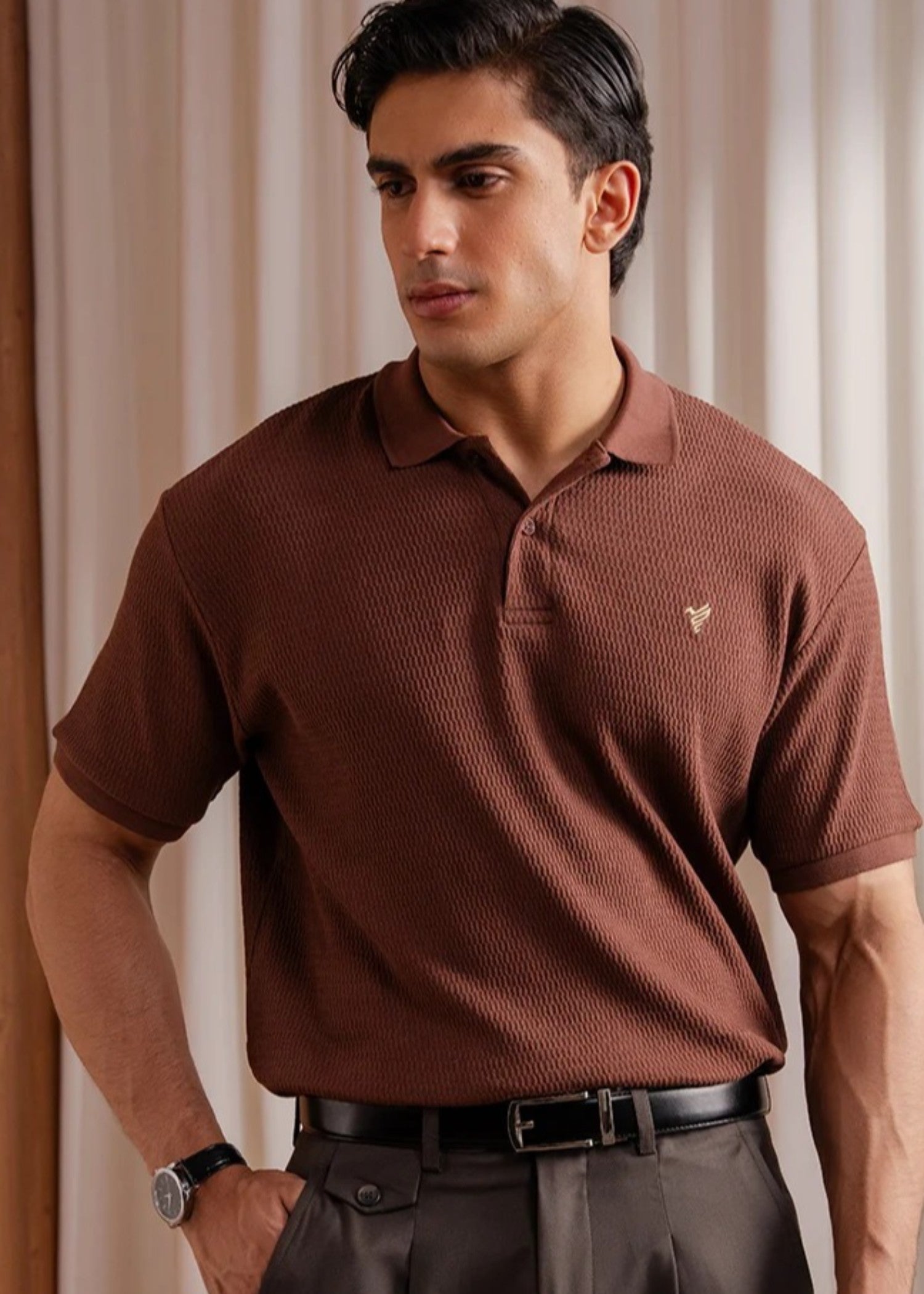 cotton Polo Shirt in Rustic brown