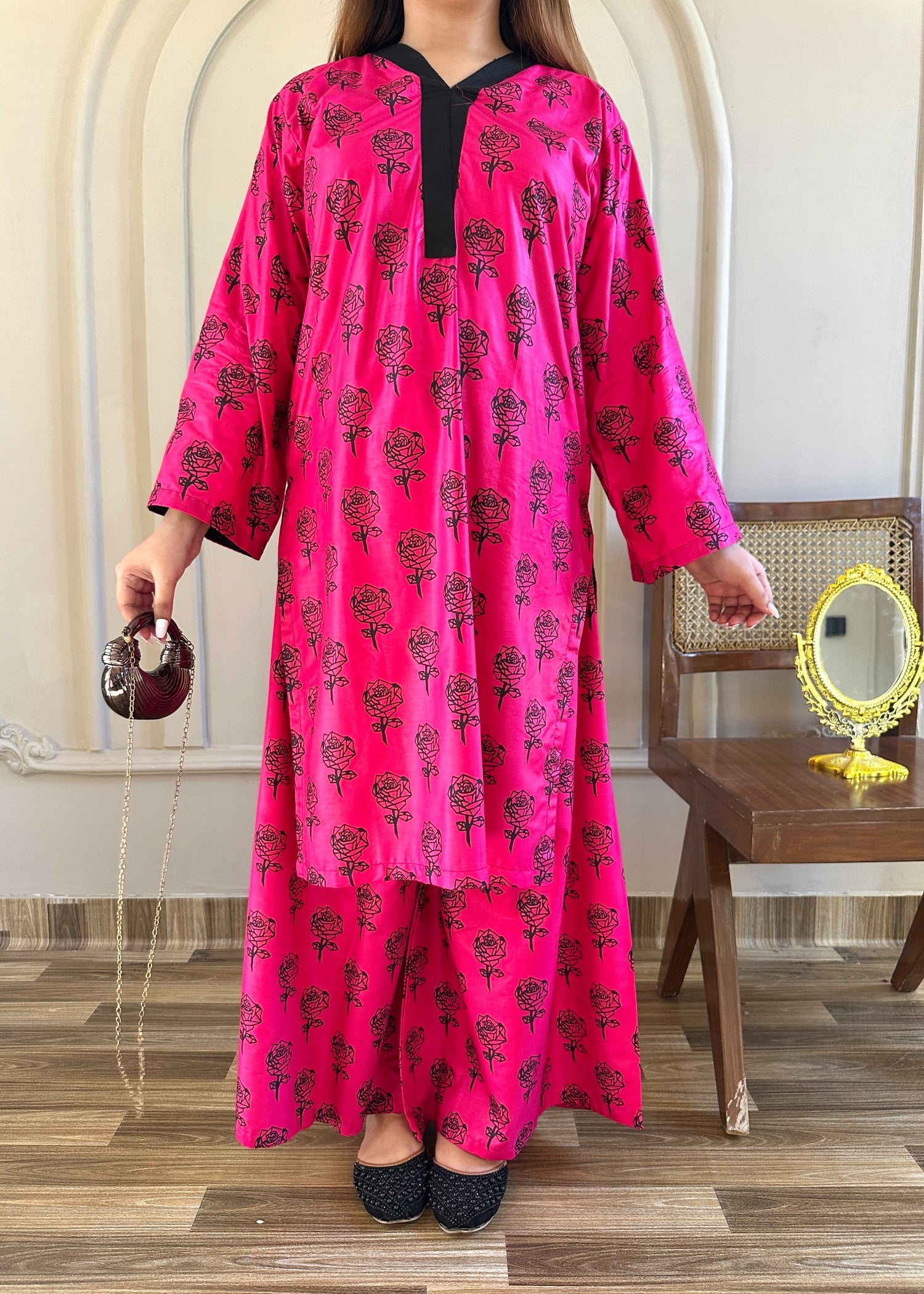 arabic lawn Co Ord Sets in Hot pink