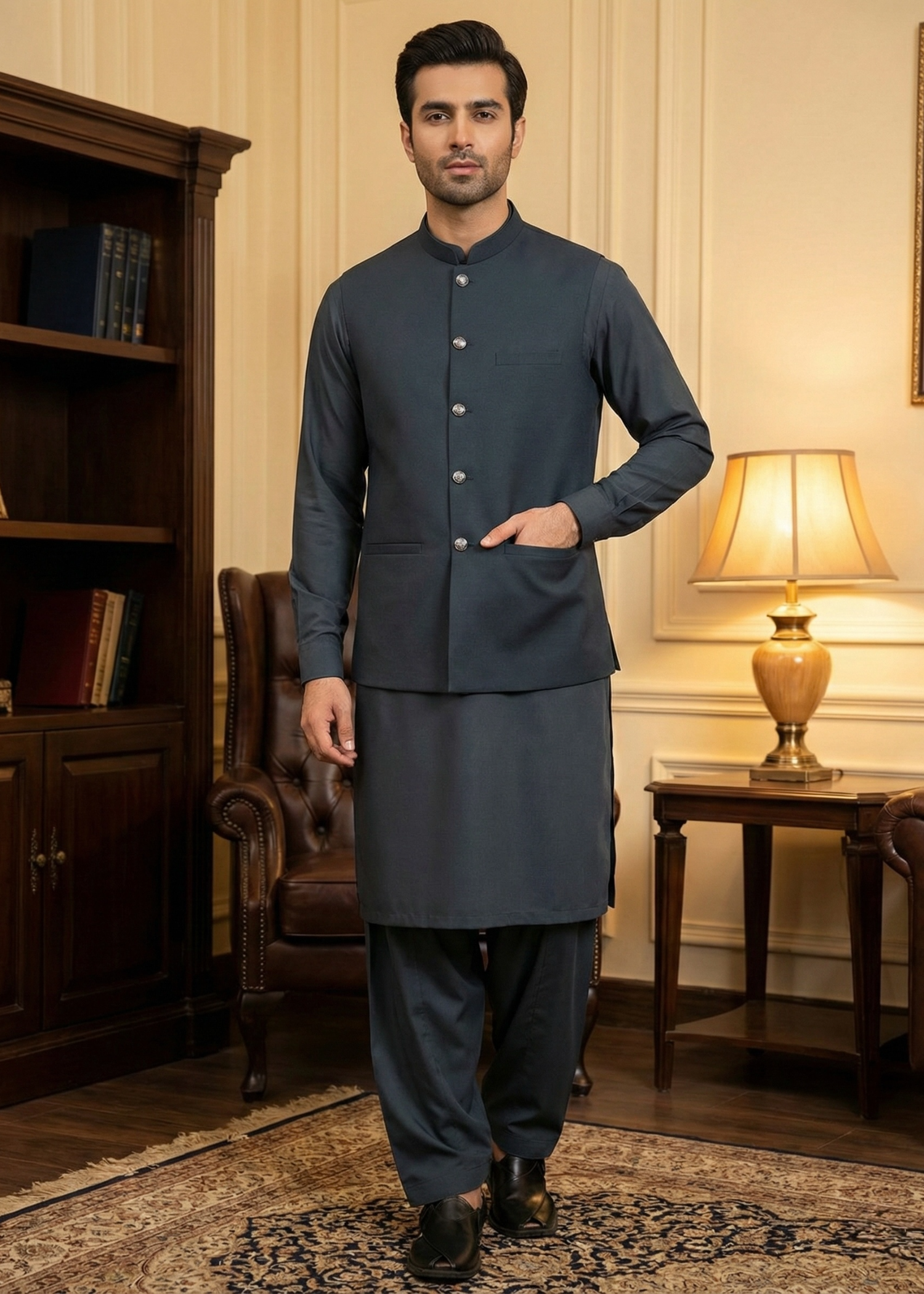 wash & wear Waistcoat in Dark grey