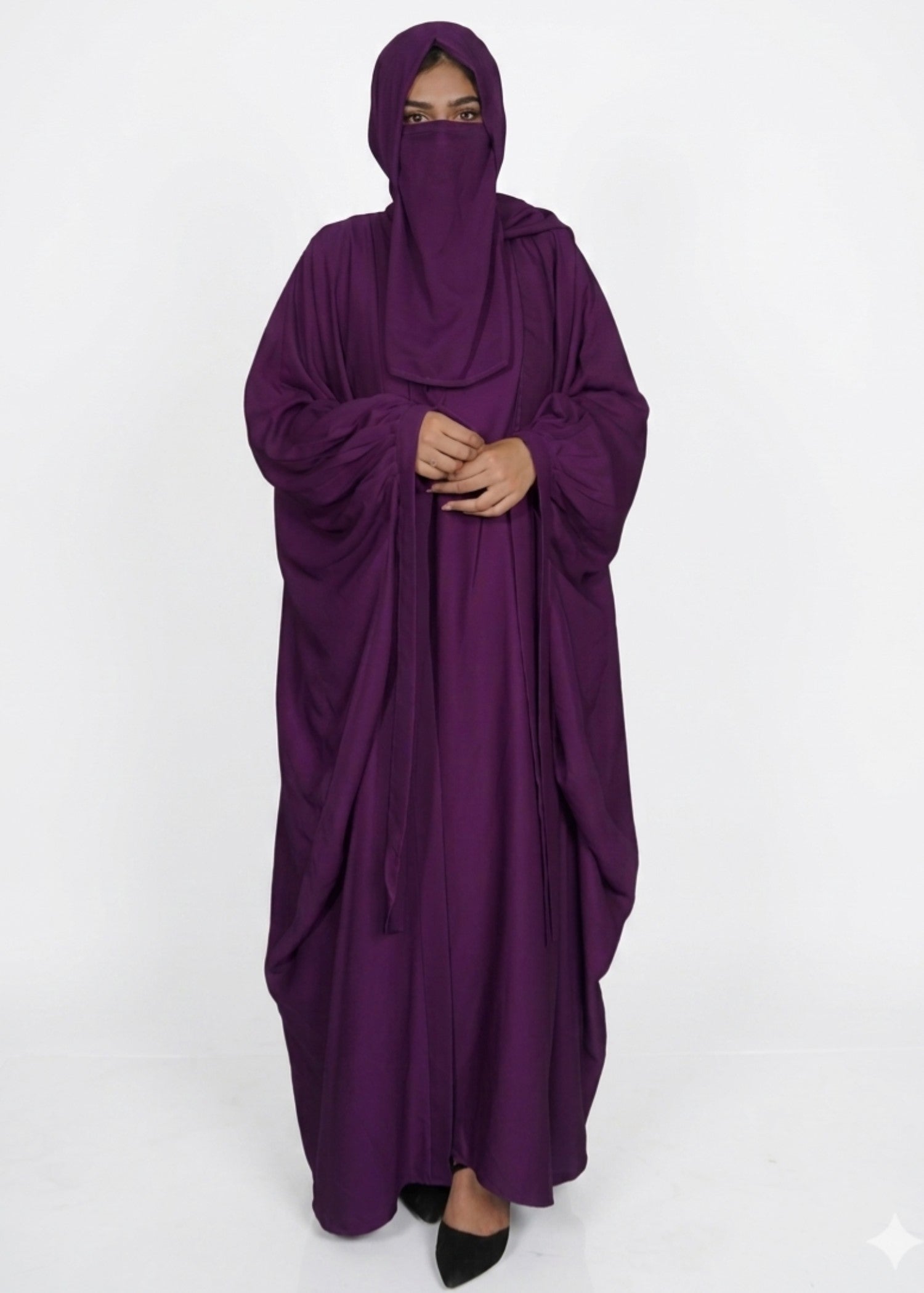 georgette chiffon Abaya in Plum