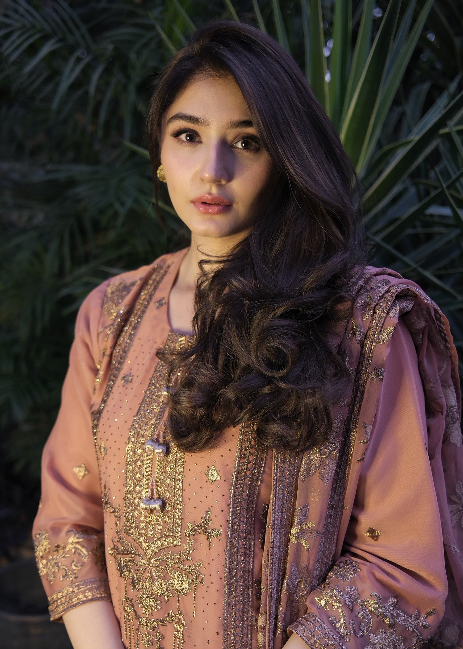 chiffon Kurta Set in Peach pink