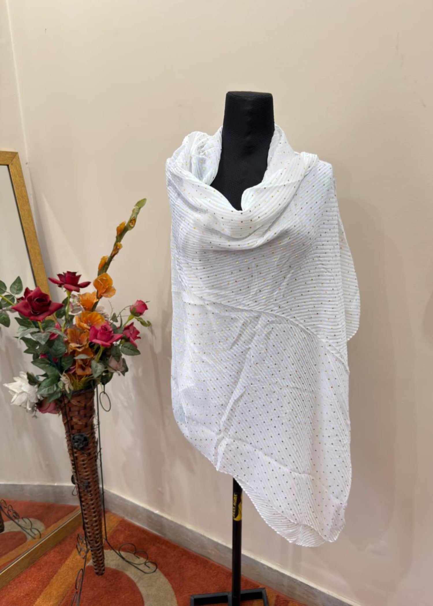 textured lawn Hijab in White