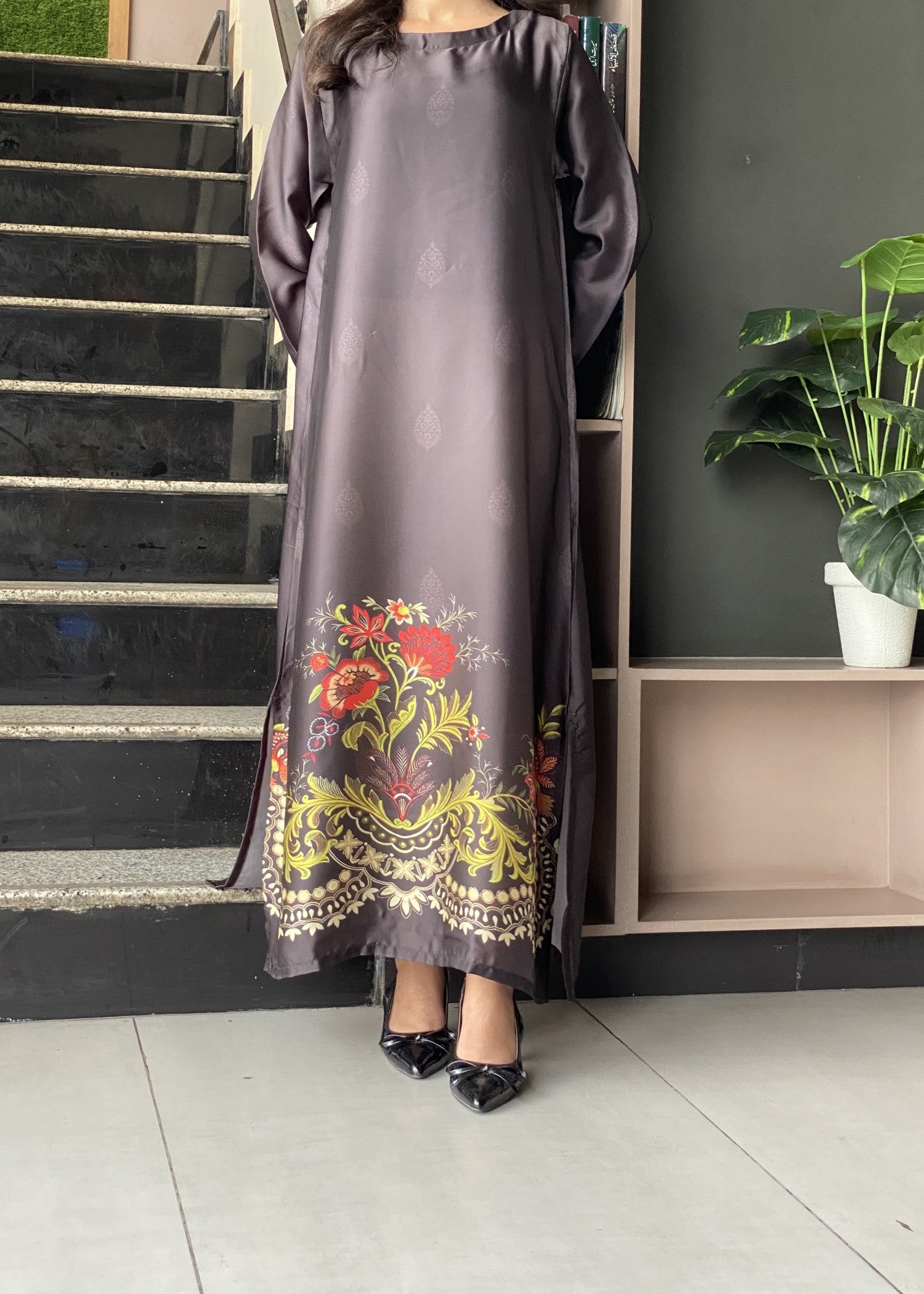 silk Kaftan in Black