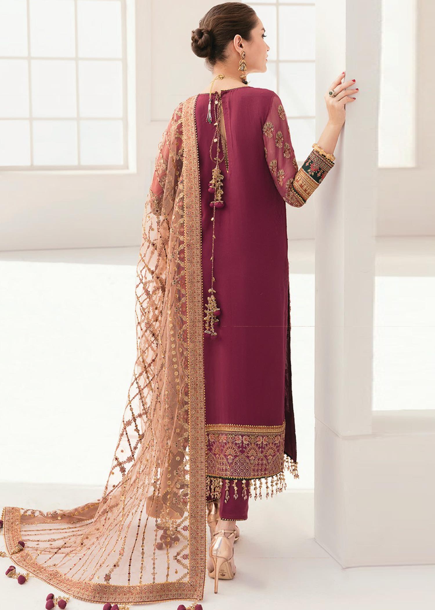 chiffon Unstitched in Wine