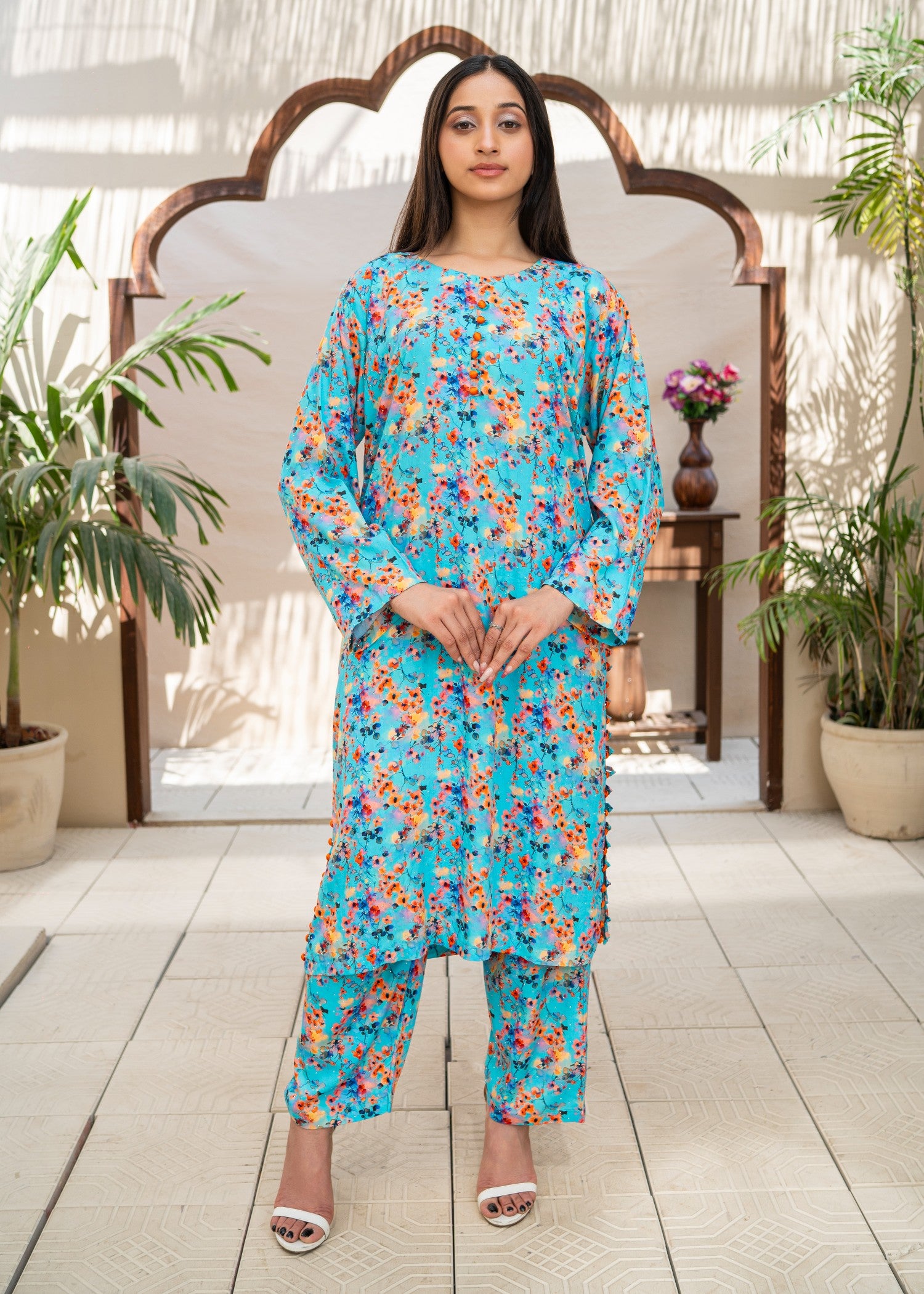 cotton Co Ord Sets in Multi, baby blue