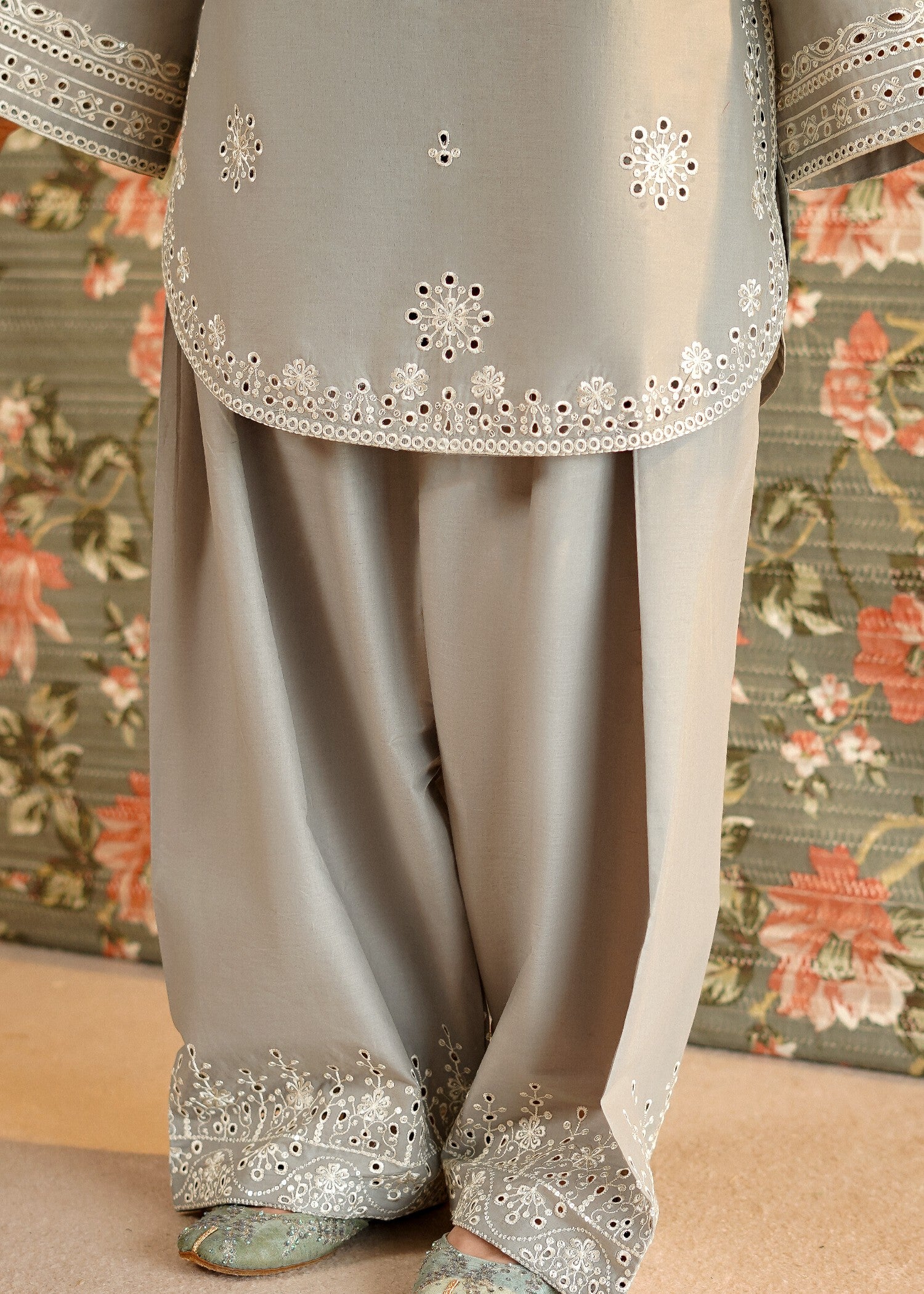 lawn Kurta Set in Grey