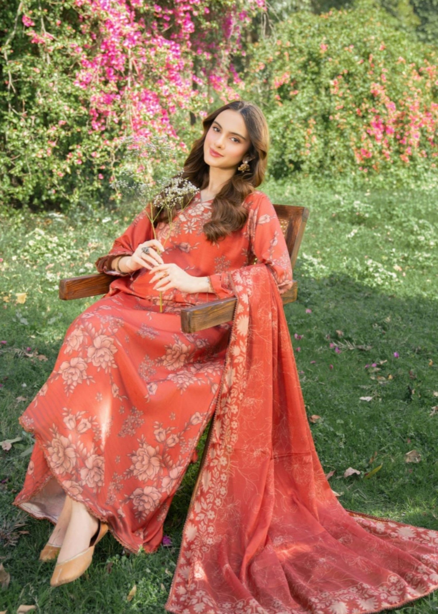 lawn Pishwas in Orange