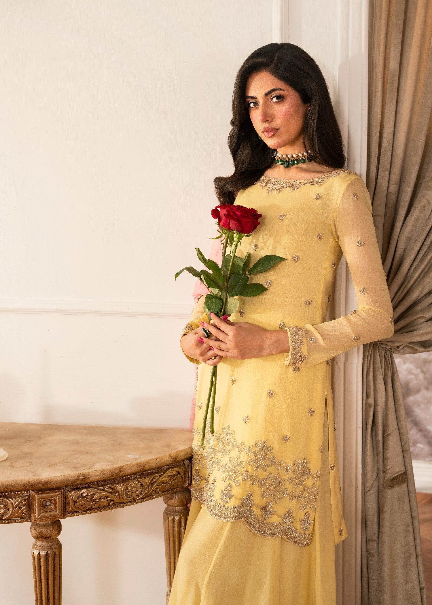 chiffon Sharara in Light yellow