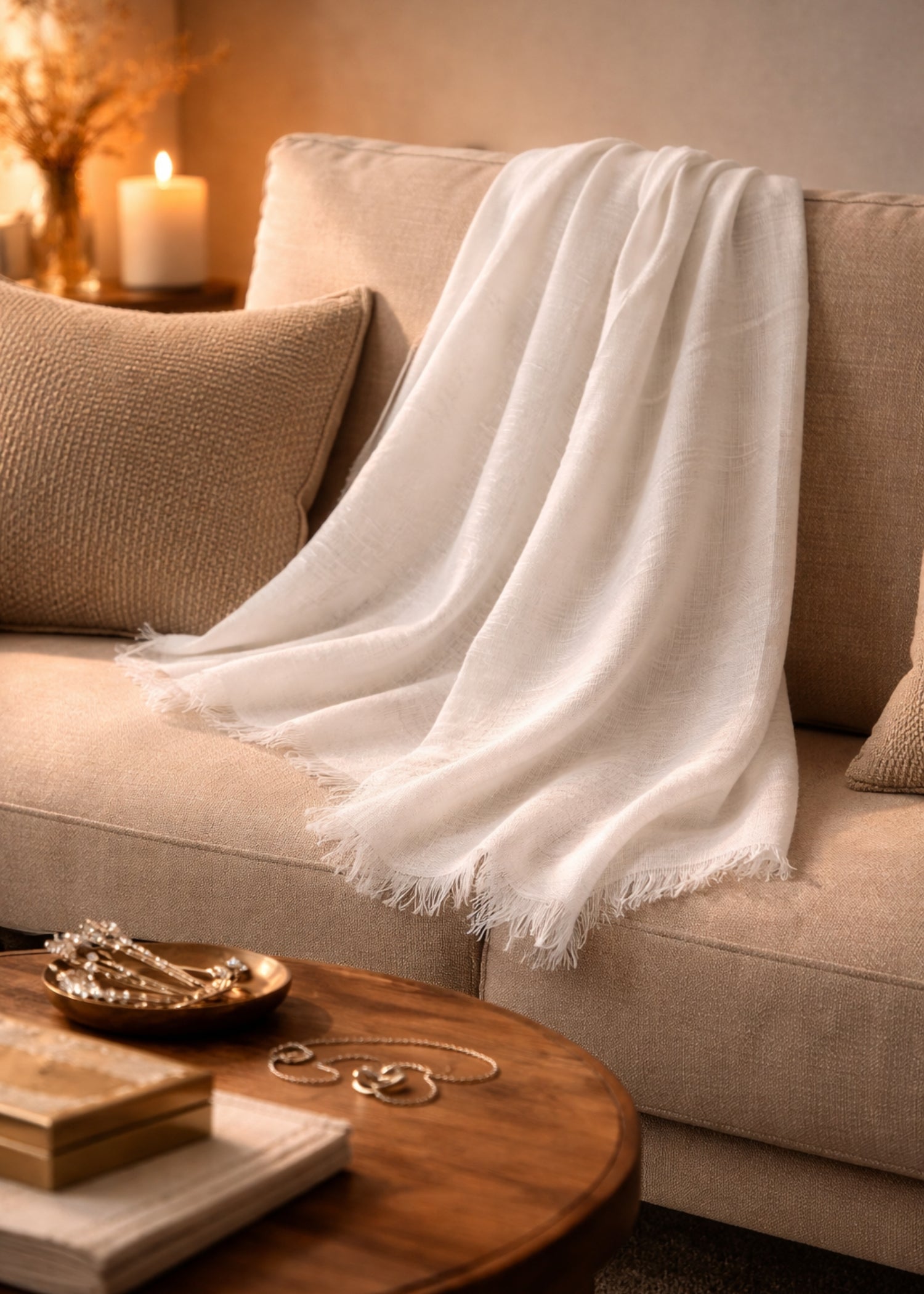 slub linen Hijab in Off-white