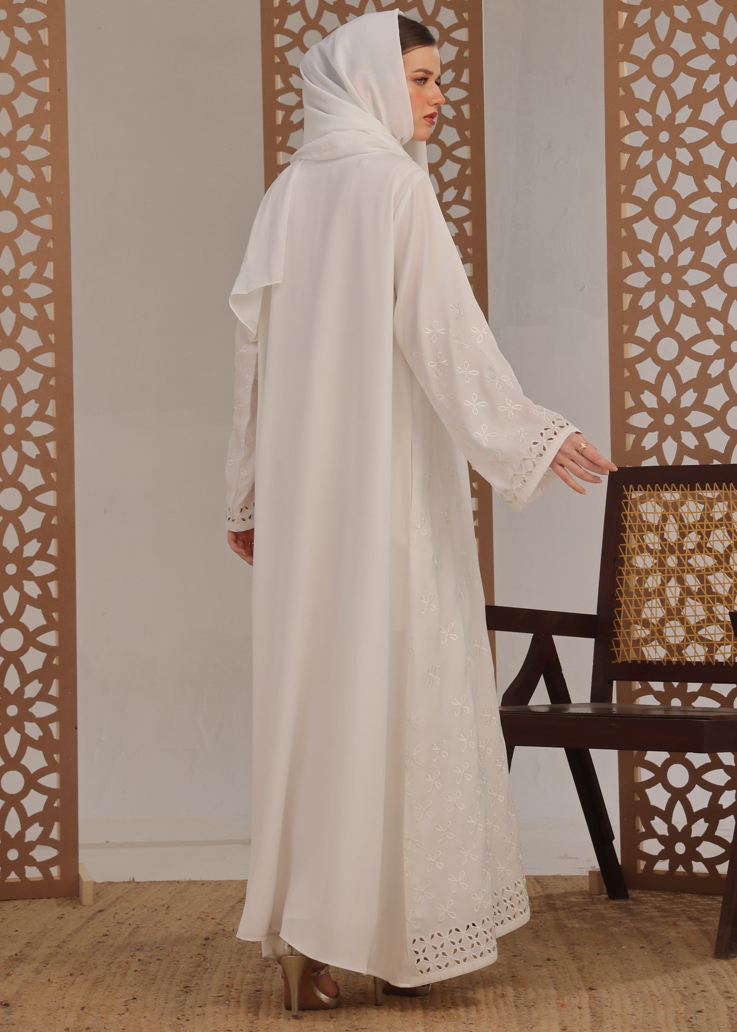 nidha Abaya in White