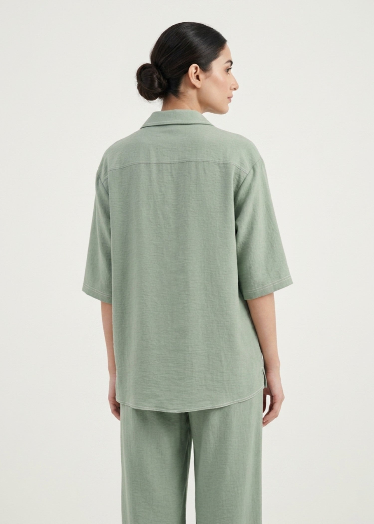 seersucker Top in Olive green