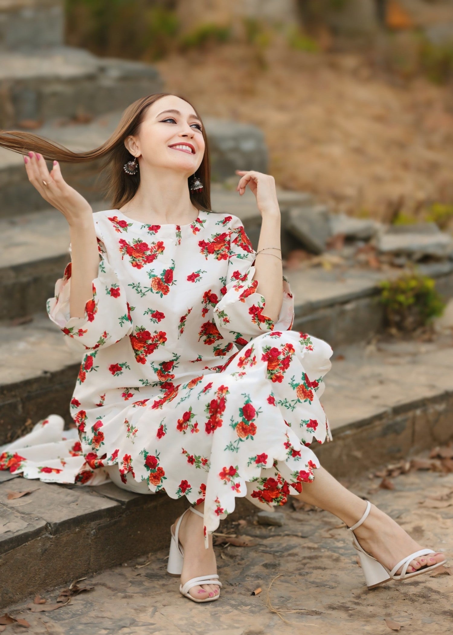 raw silk Co Ord Sets in Off-white, multi