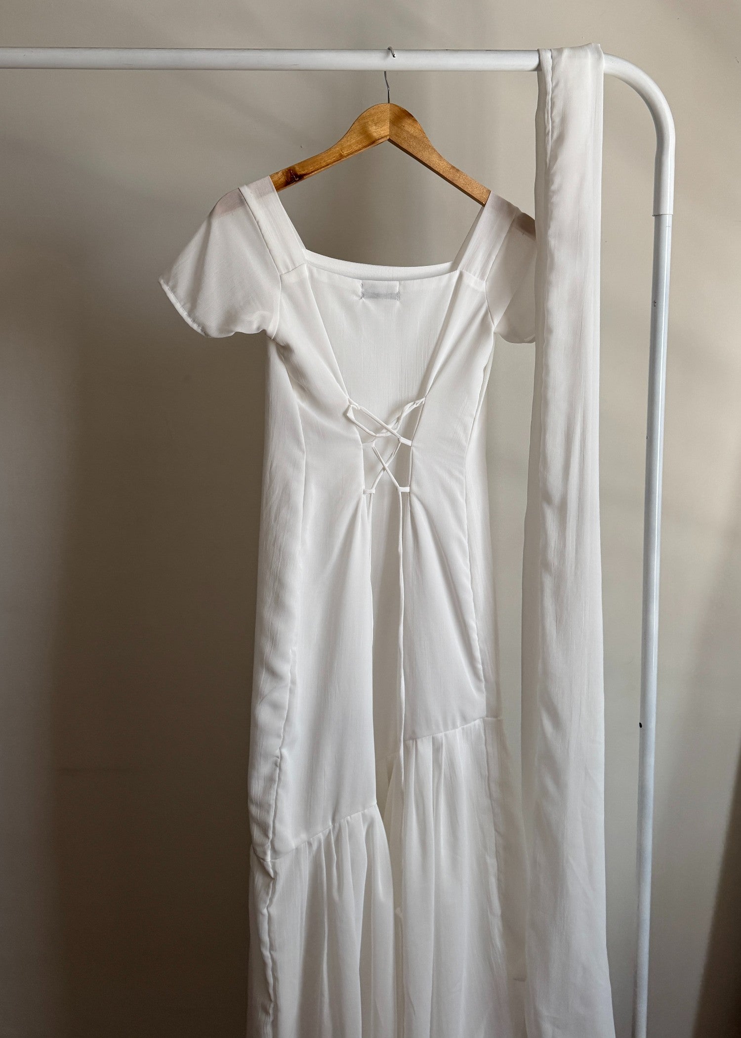 crinkle chiffon Maxi in White