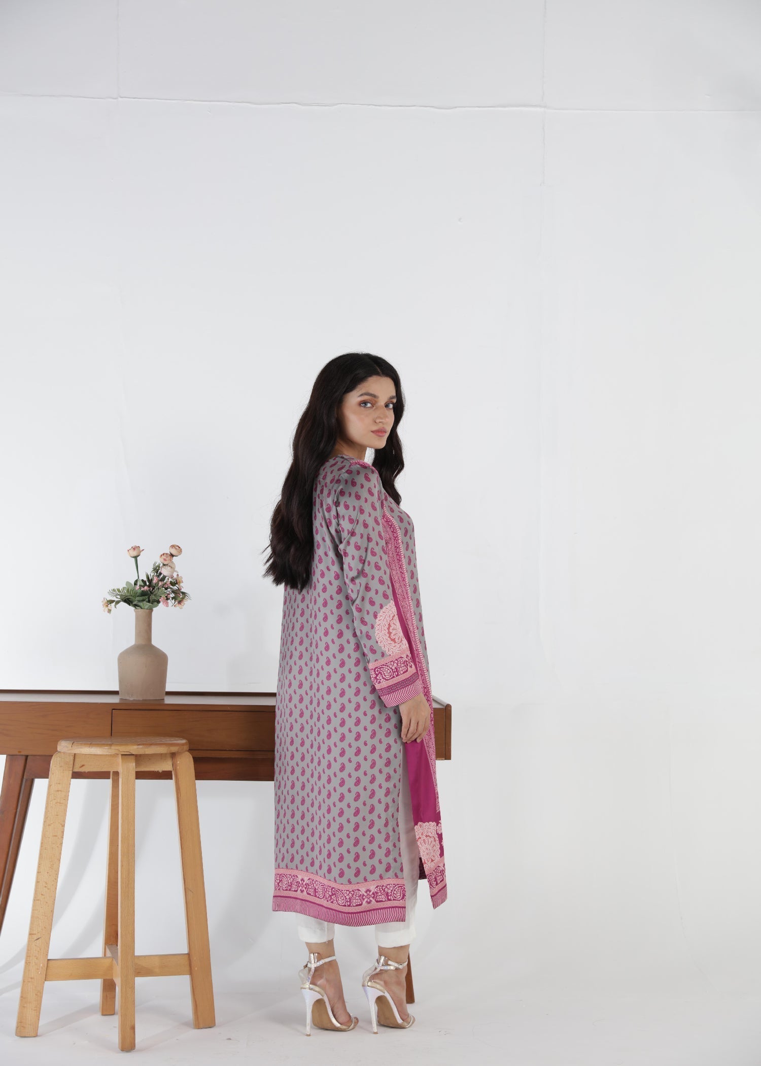 satin silk Kurti in Multi