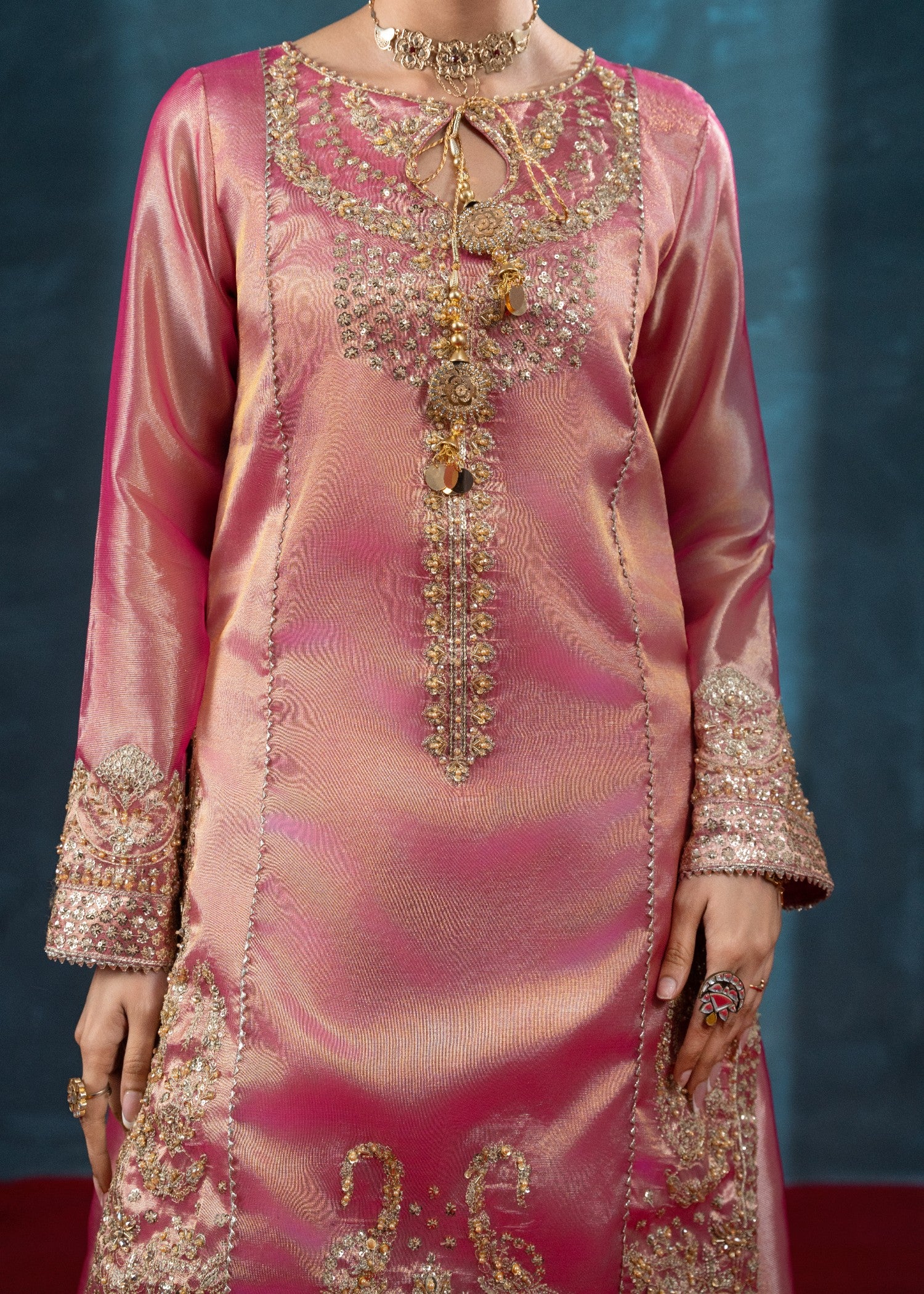 tissue Sharara in Coral pink