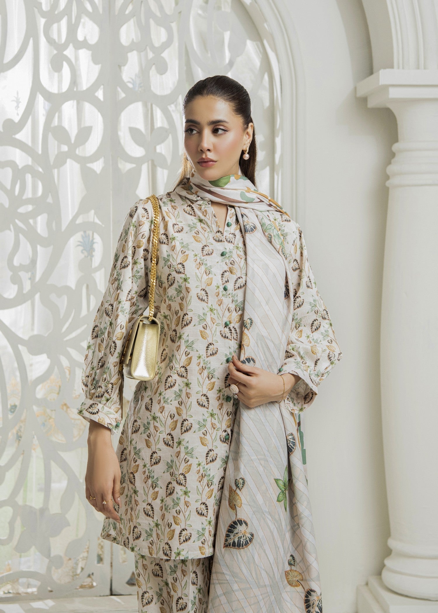 khaddar Kurta Set in Cream
