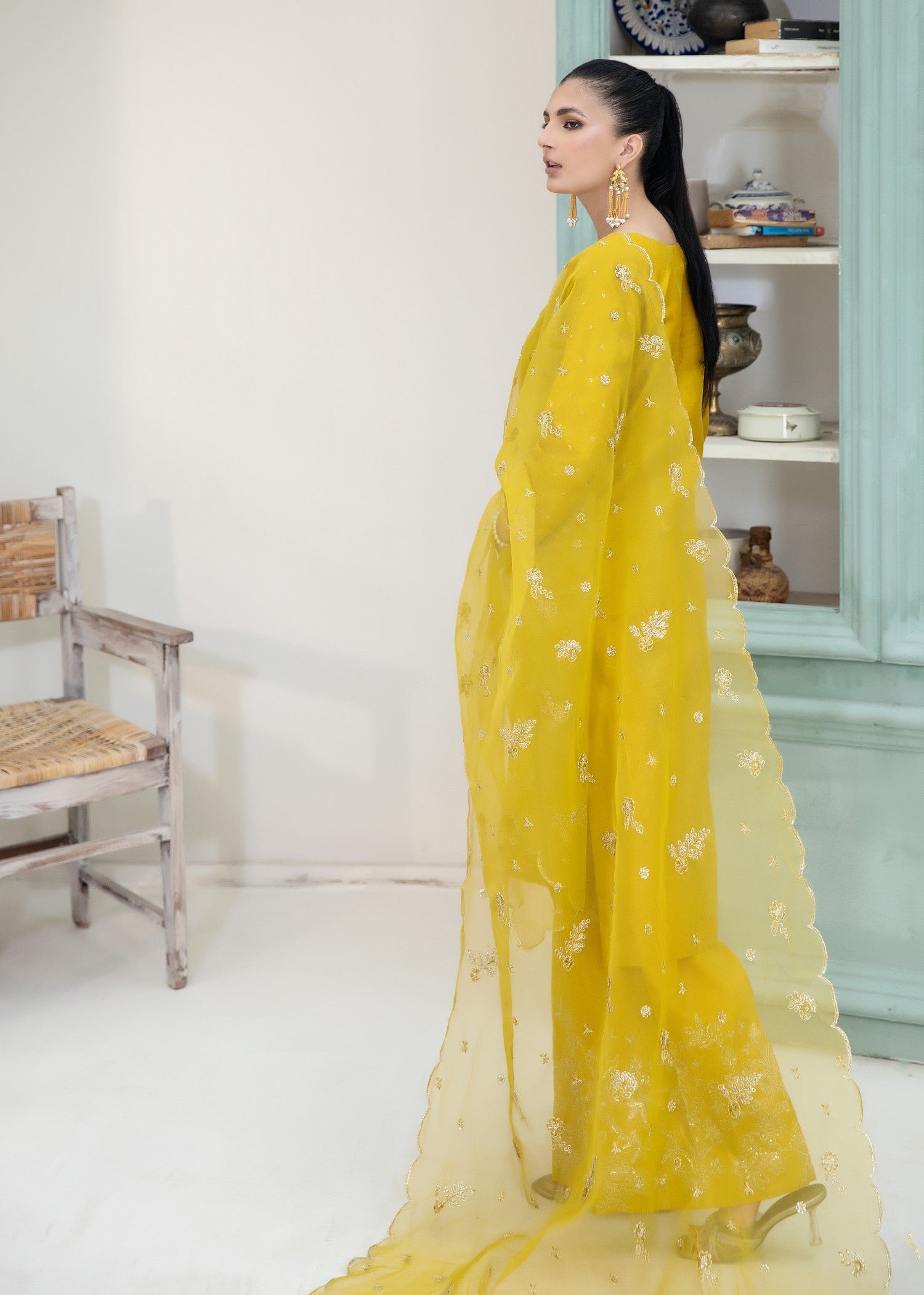 kattan silk Kurta Set in Lemon
