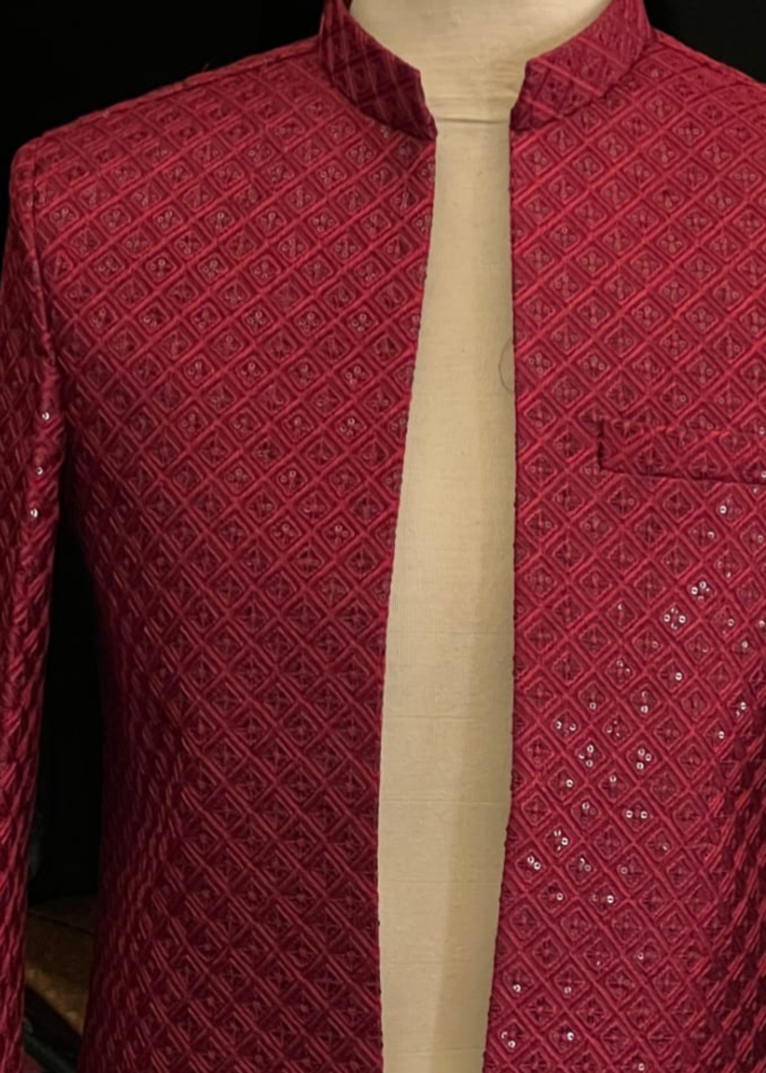 silk Prince Coat in Maroon