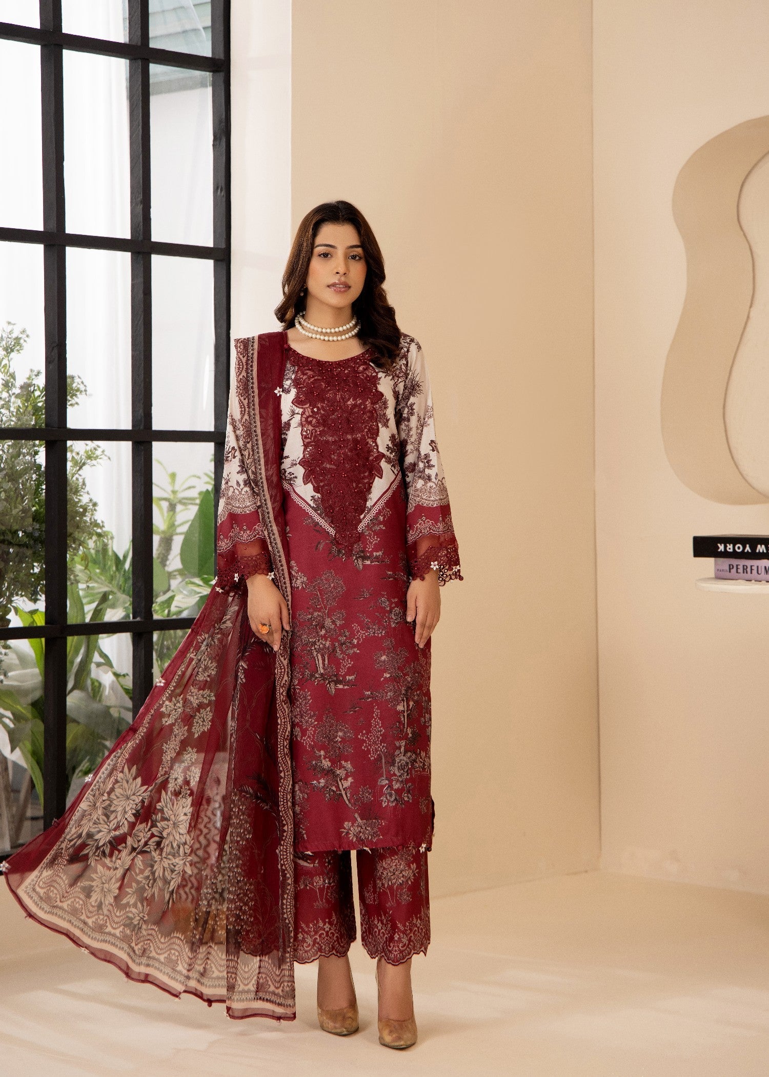 poly silk Kurta Set in Maroon