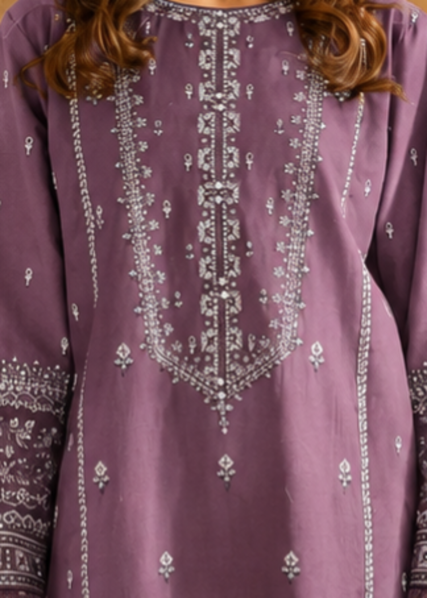 lawn cotton Kurta Set in Purple mountain majesty