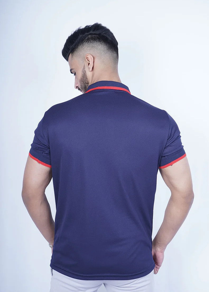 polyester net Polo Shirt in Royal blue