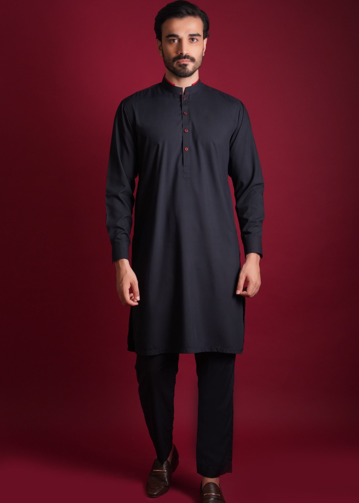 cotton viscose Kurta Set in Navy blue