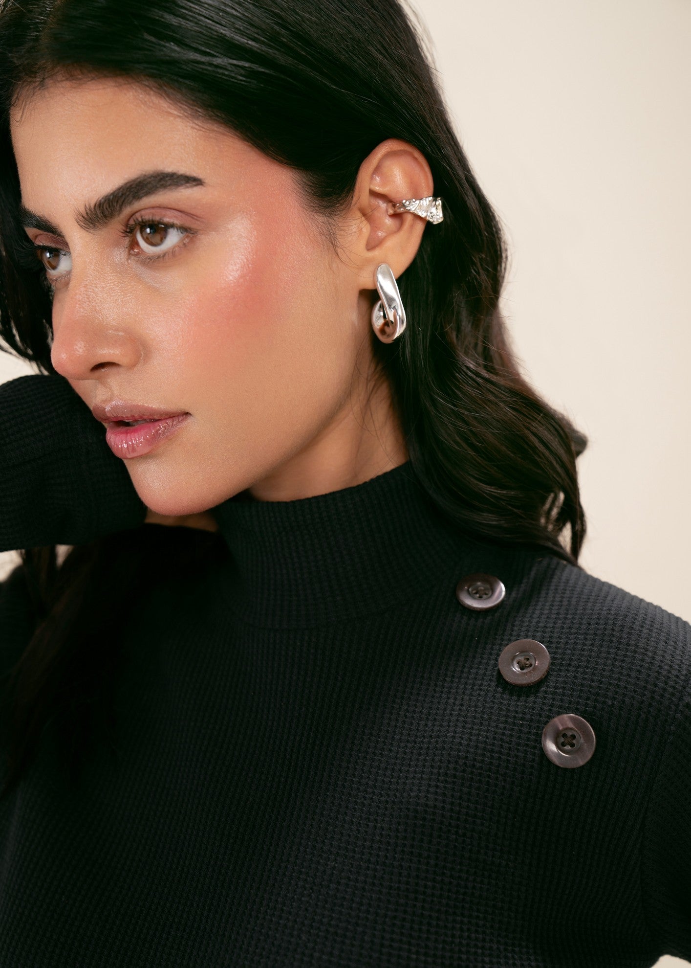 cotton viscose Turtle Neck in Black