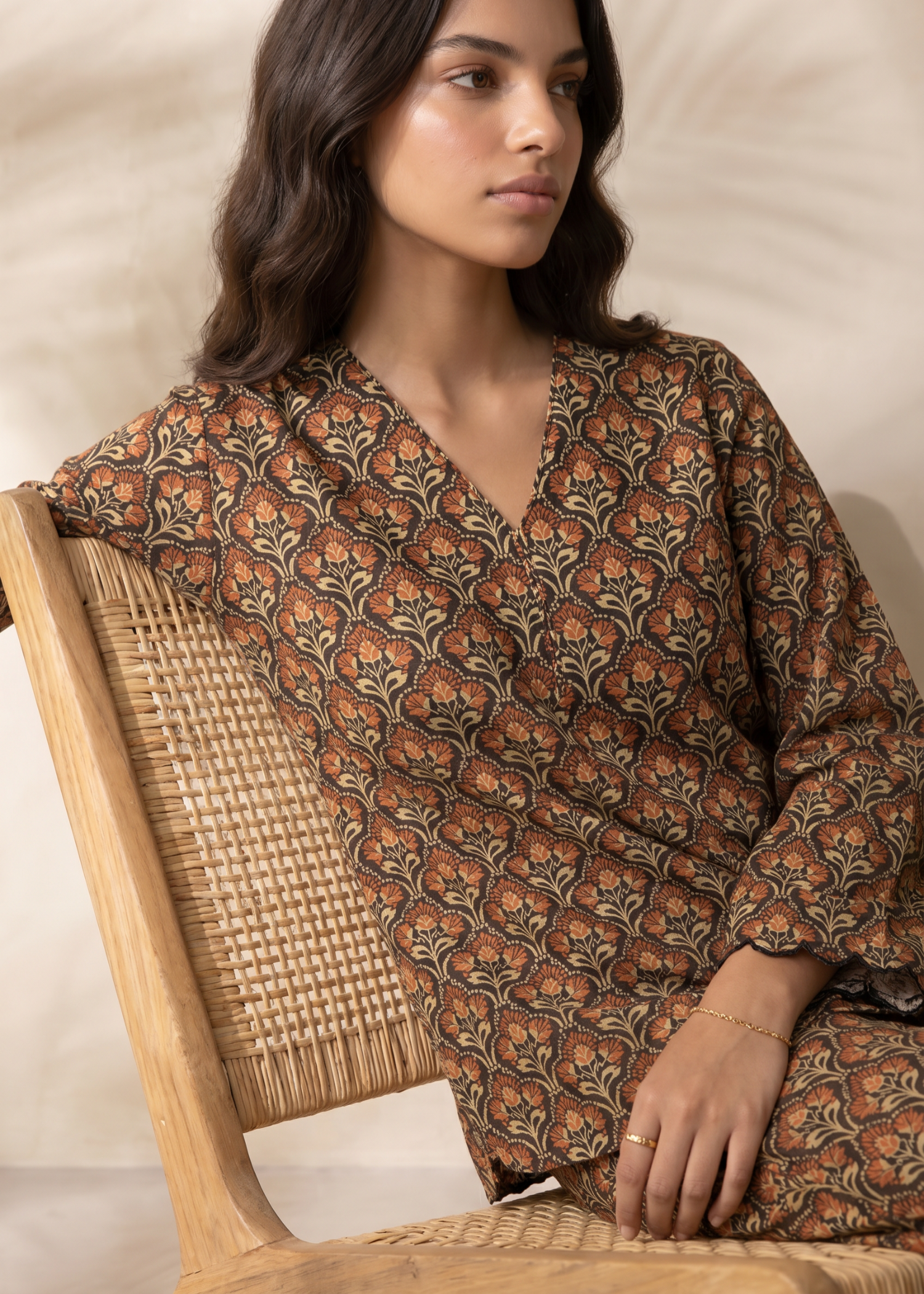lawn Co ord Sets in Camel brown