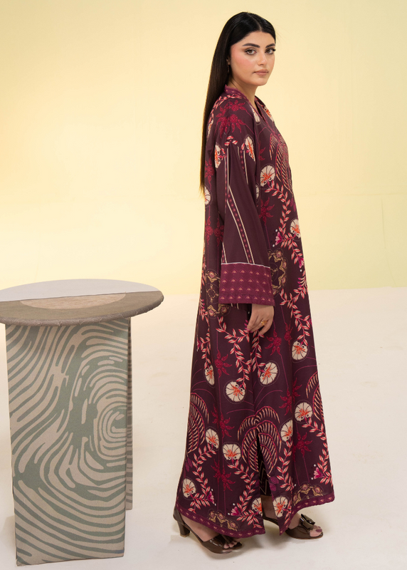 poly lawn Kaftan in Plum
