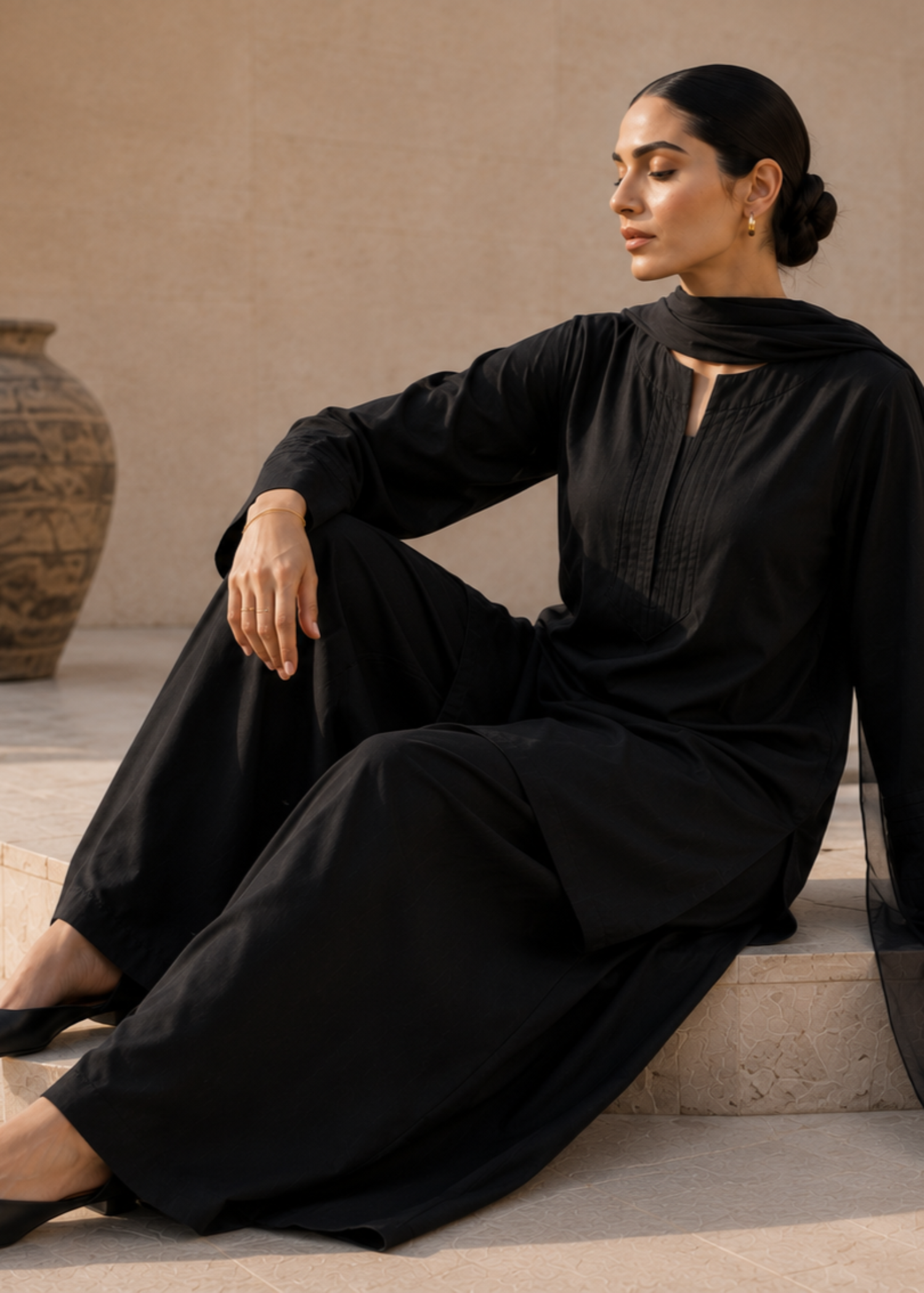 pure cotton Kurta Set in Black