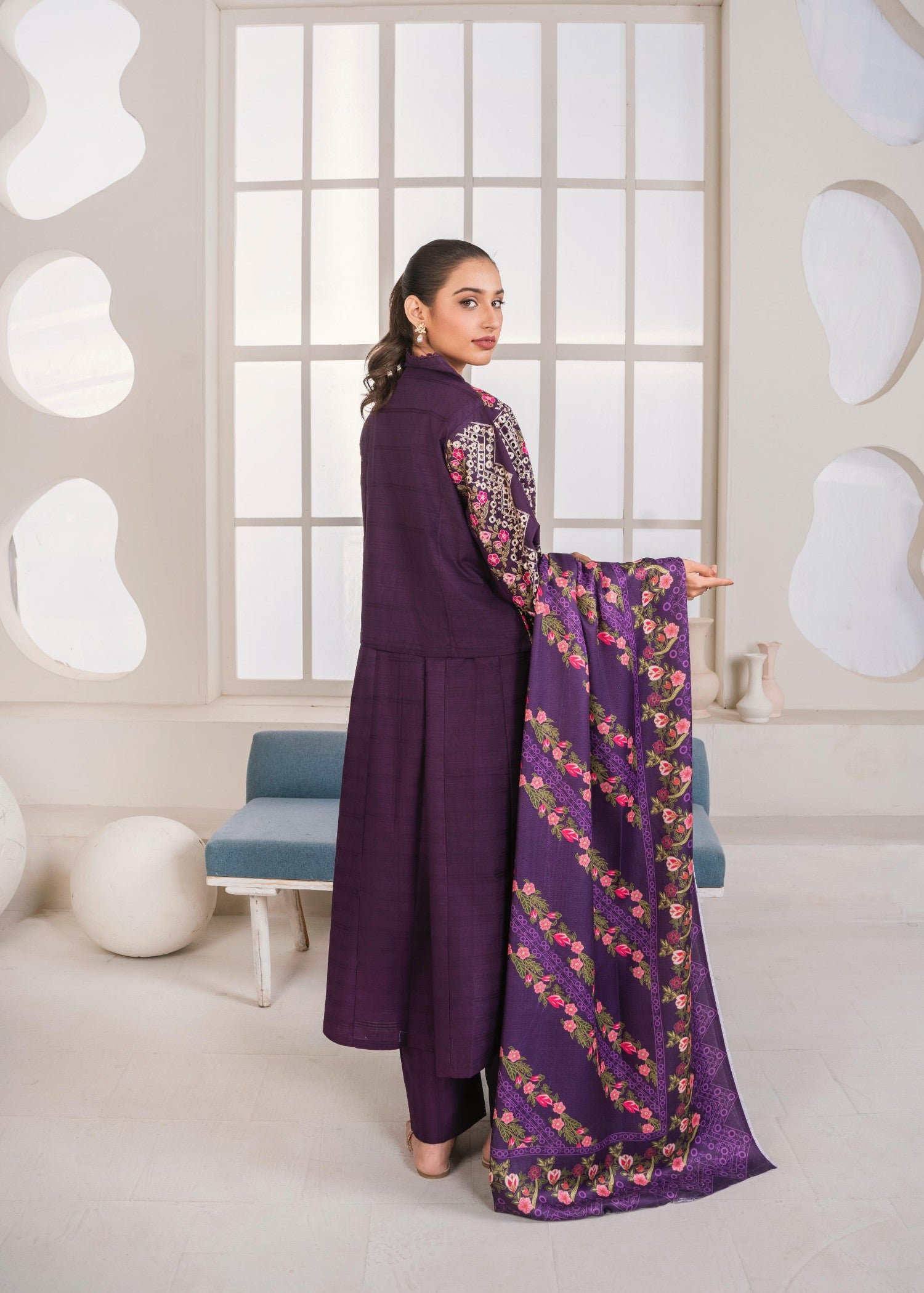 cotton Pishwas in Purple