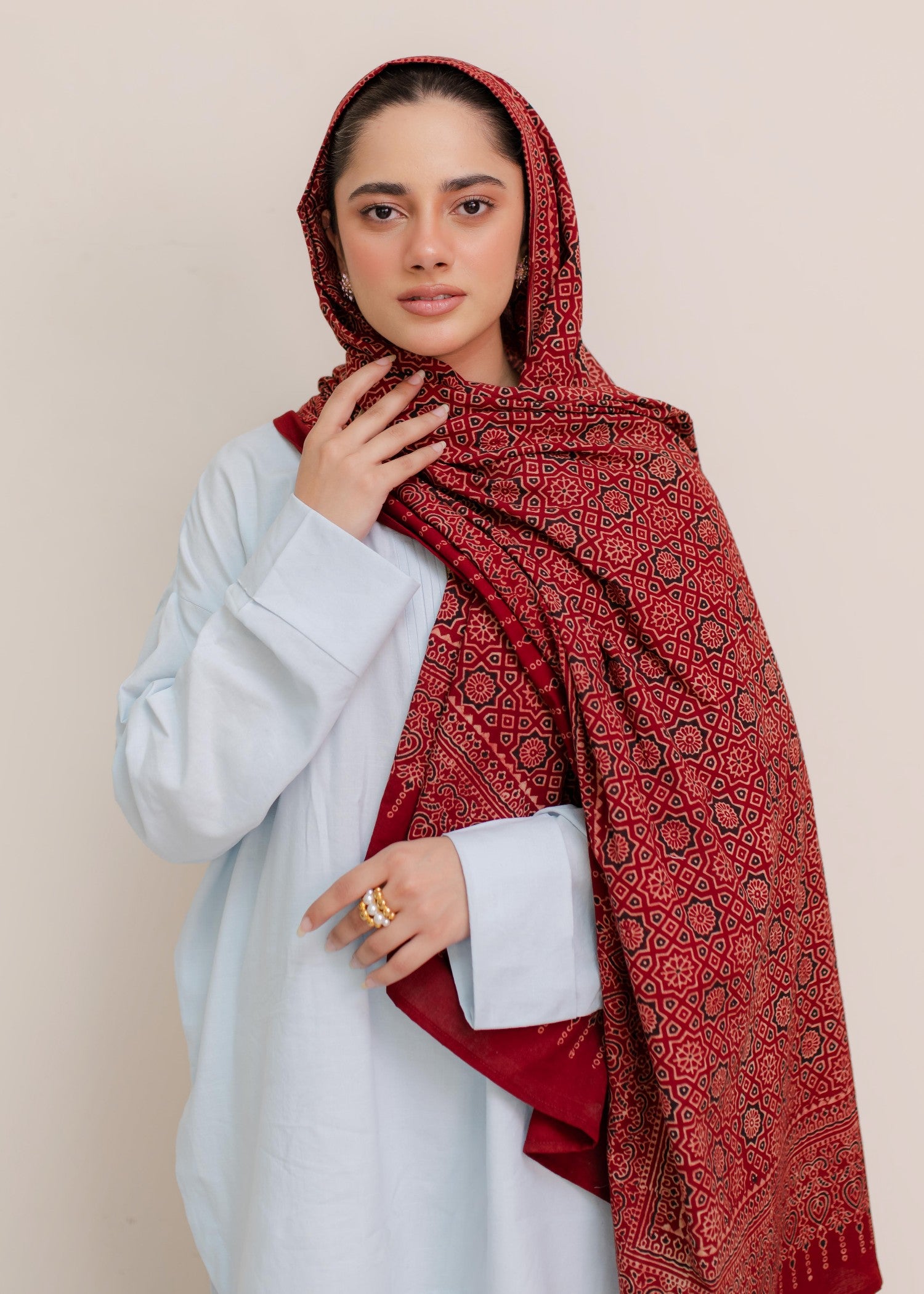 lawn cotton Hijab in Maroon