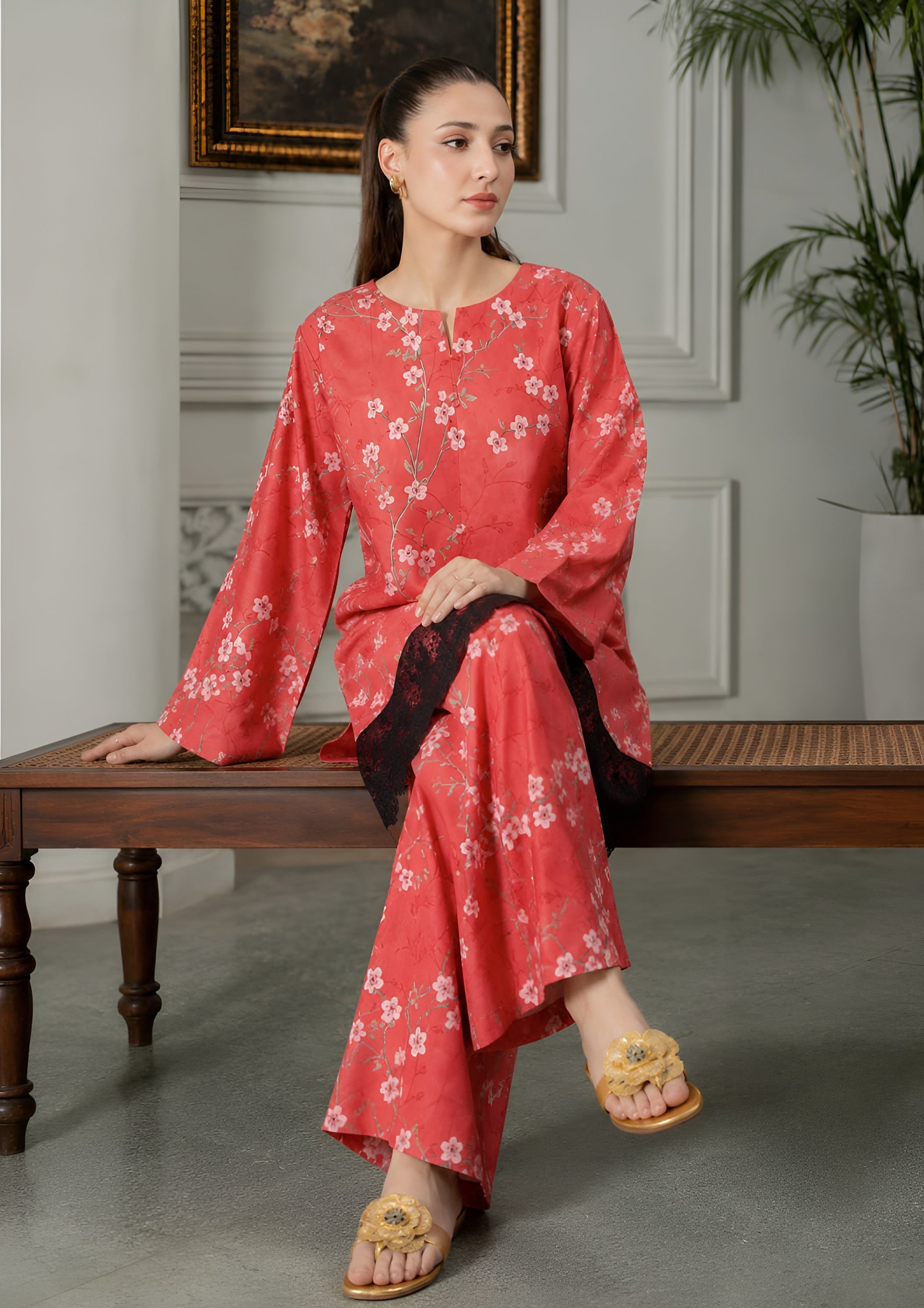 linen Co Ord Sets in Salmon pink