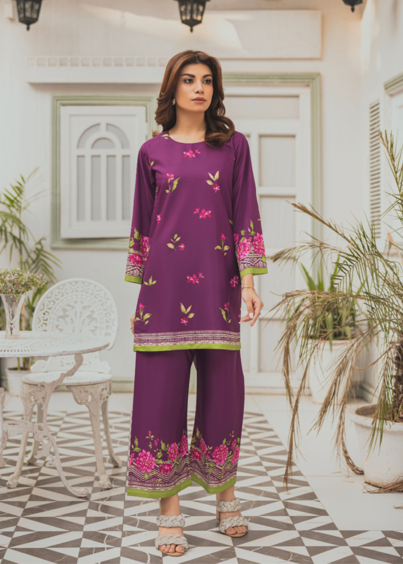 crepe Co Ord Sets in Plum