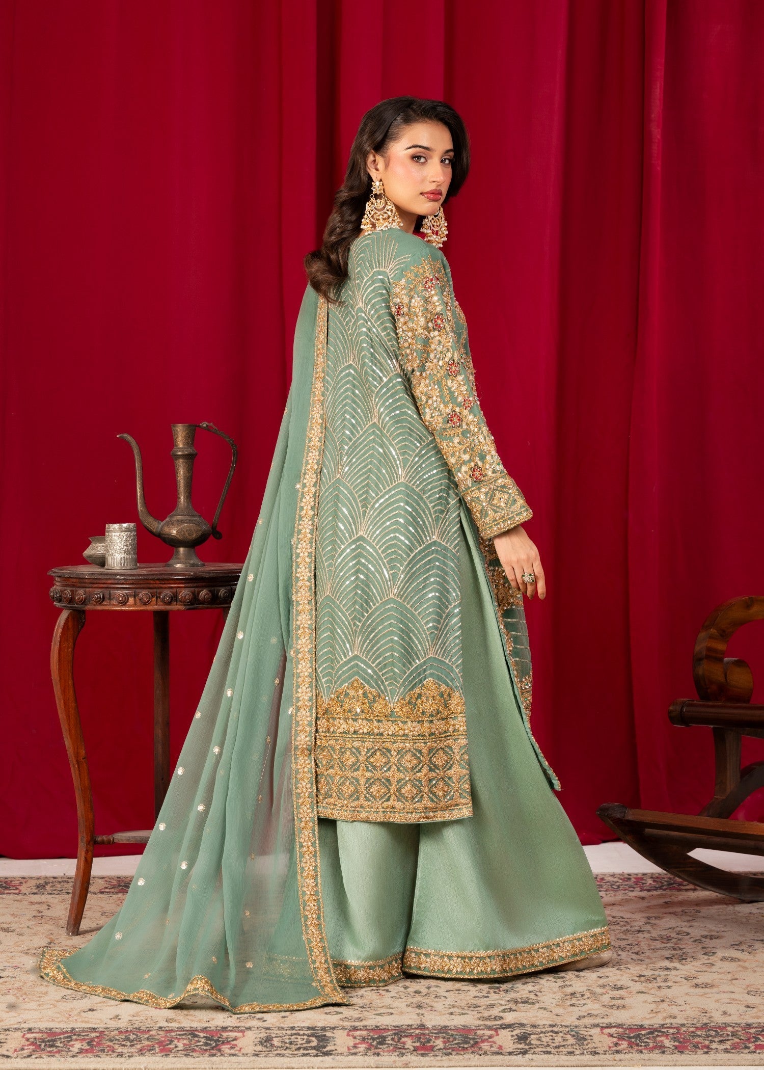 chiffon Gown in Pastel green