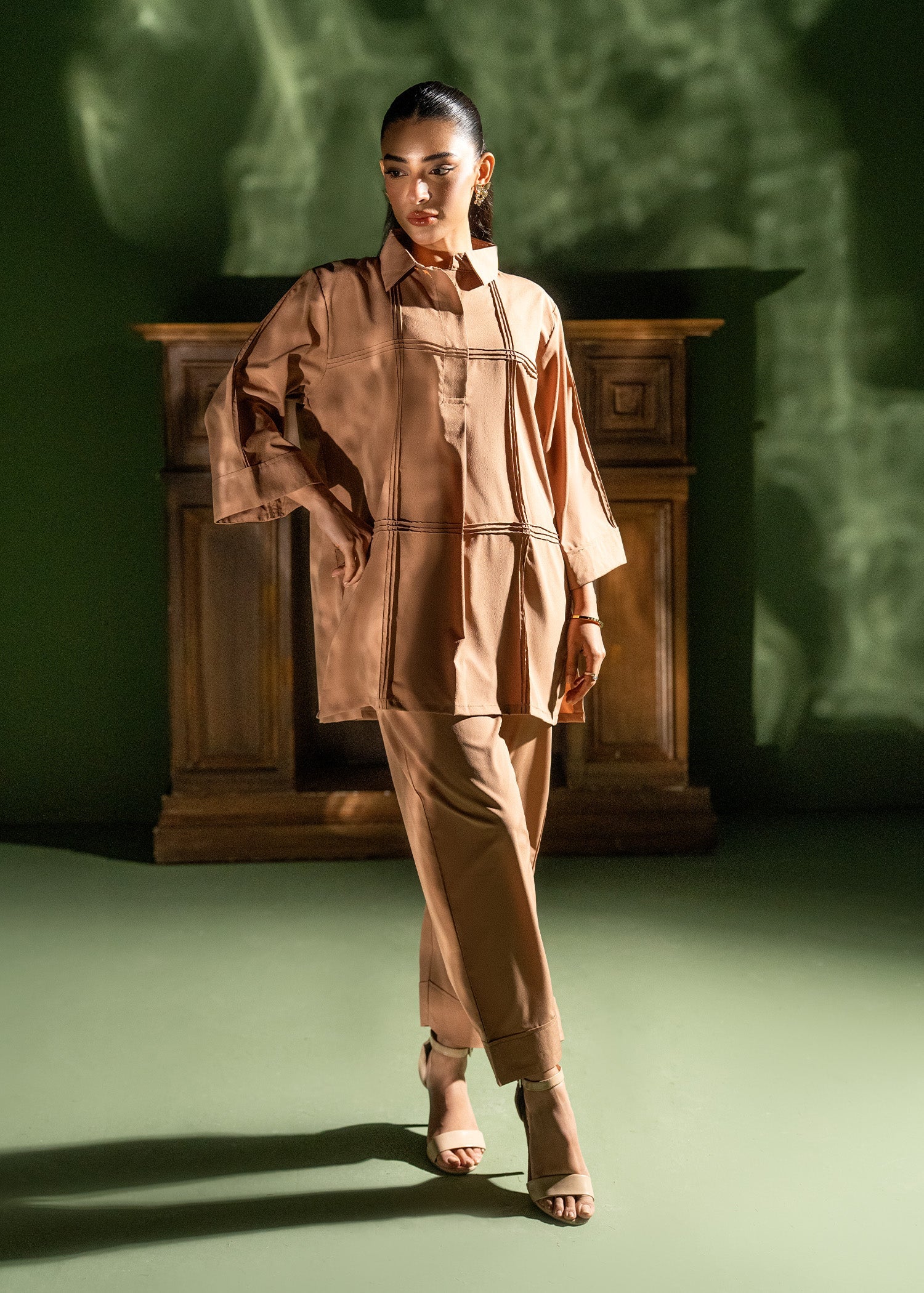 crepe Co Ord Sets in Earth brown