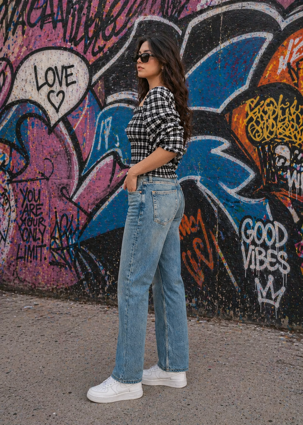 denim Jeans in Blue, white
