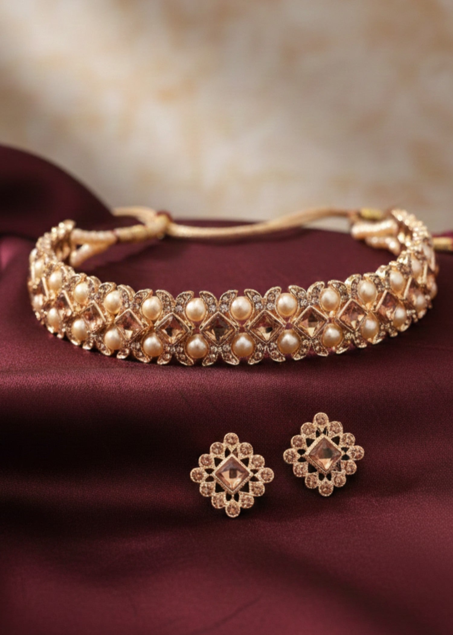 Choker in Champagne Color by - Trendy Women Choker SQB6771