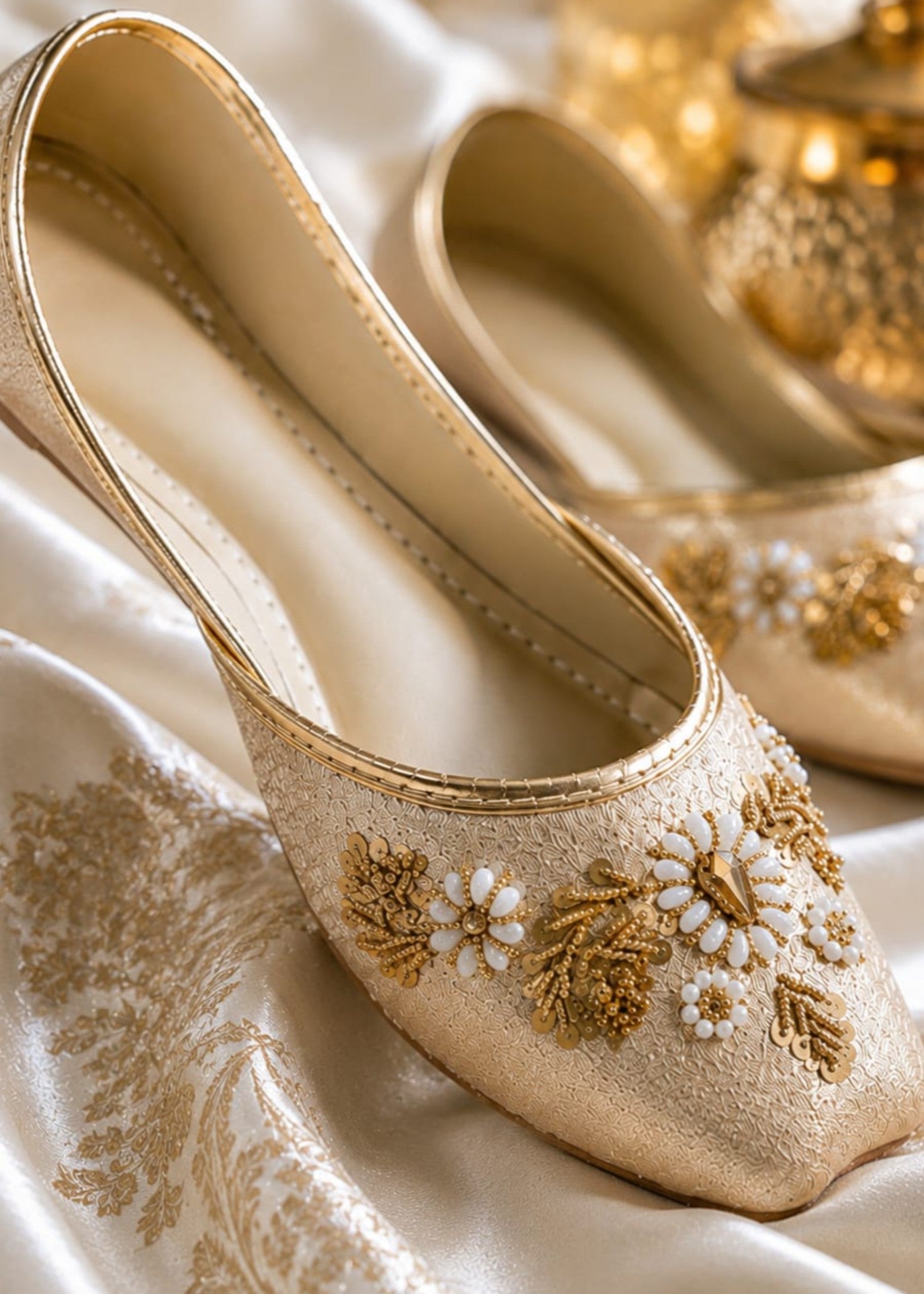 Khussa in Champagne by - High Quality Women Khussa KBK8884