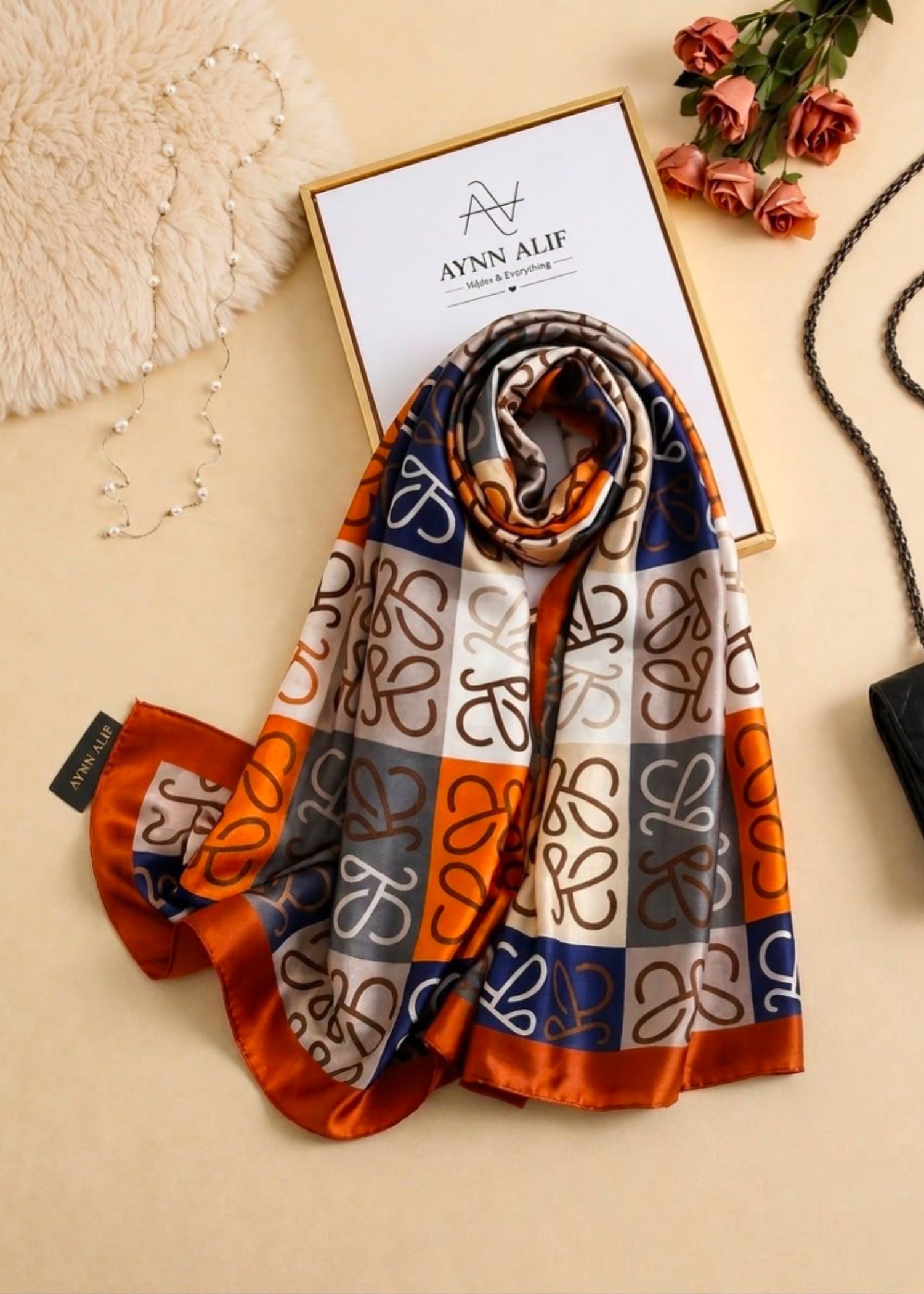 silk Hijab in Pumpkin orange