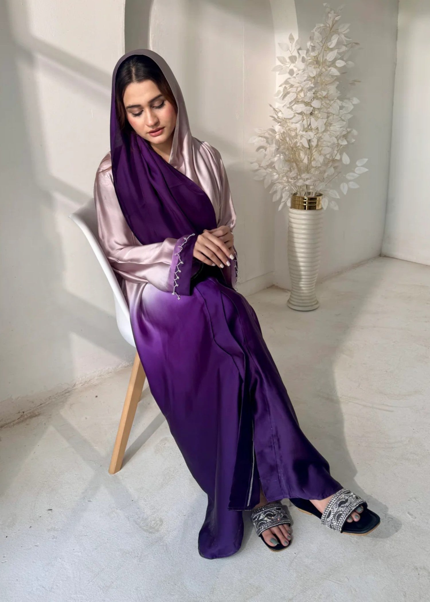 silk Abaya in Purple