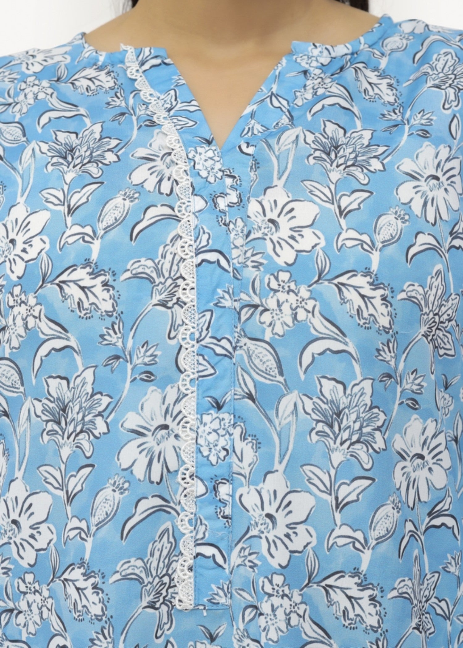 silk finish lawn Co Ord Sets in Sky blue