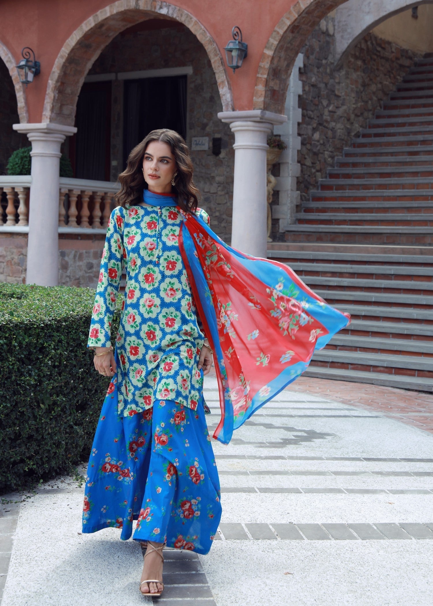 lawn Sharara in Blue