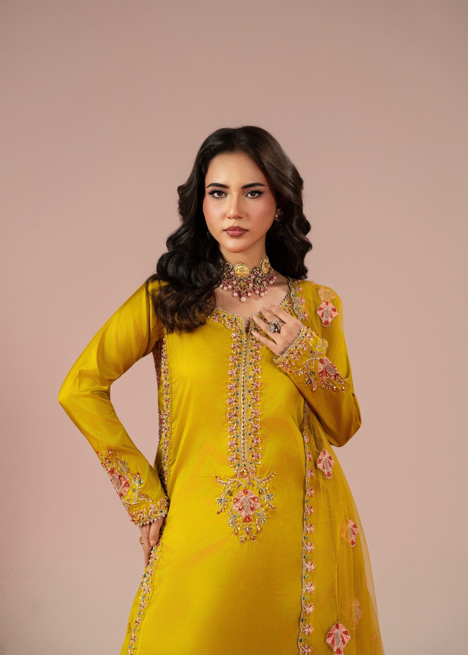 kattan silk Kurta Set in Mustard