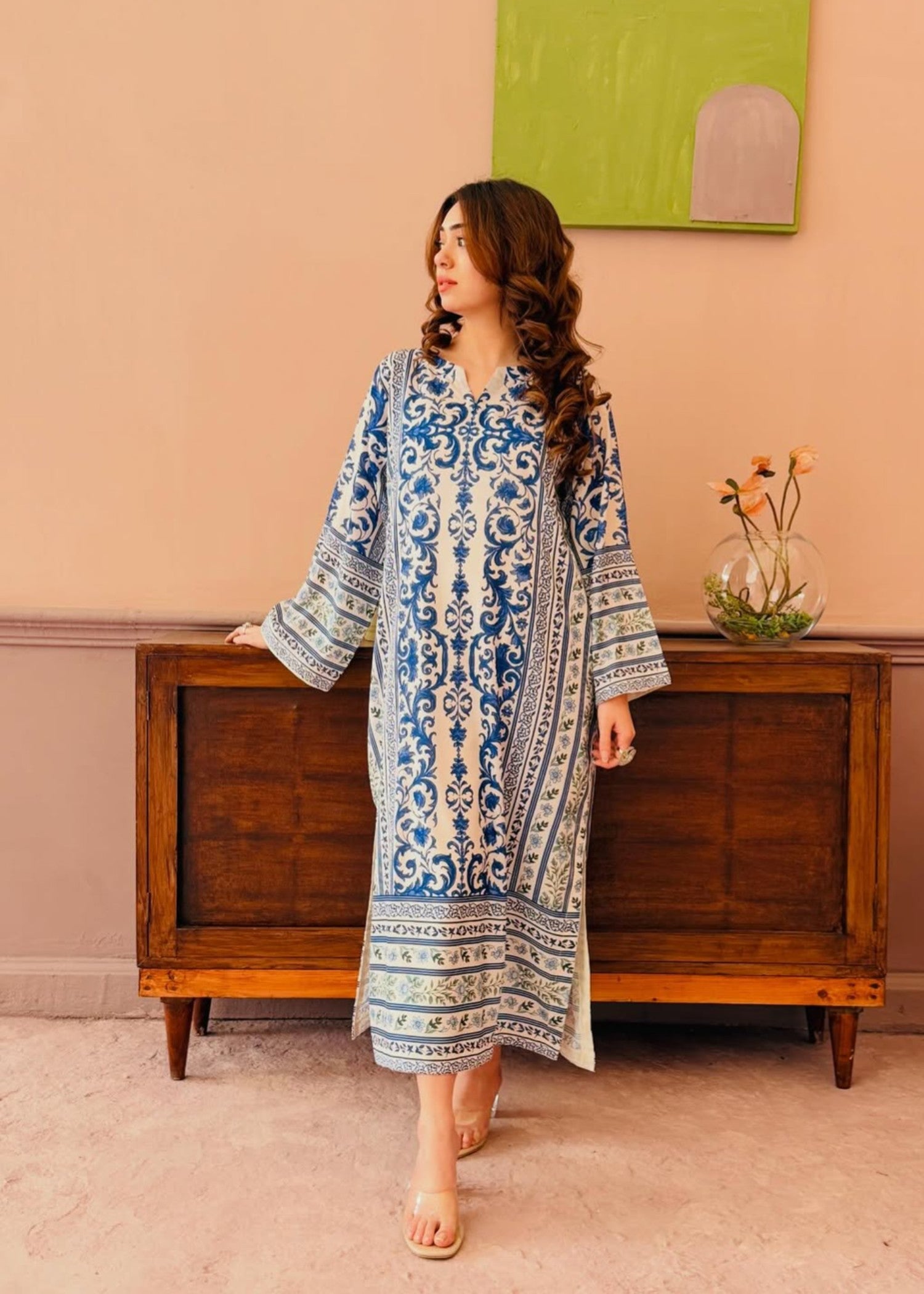 poly grip silk Kurta Set in Multi