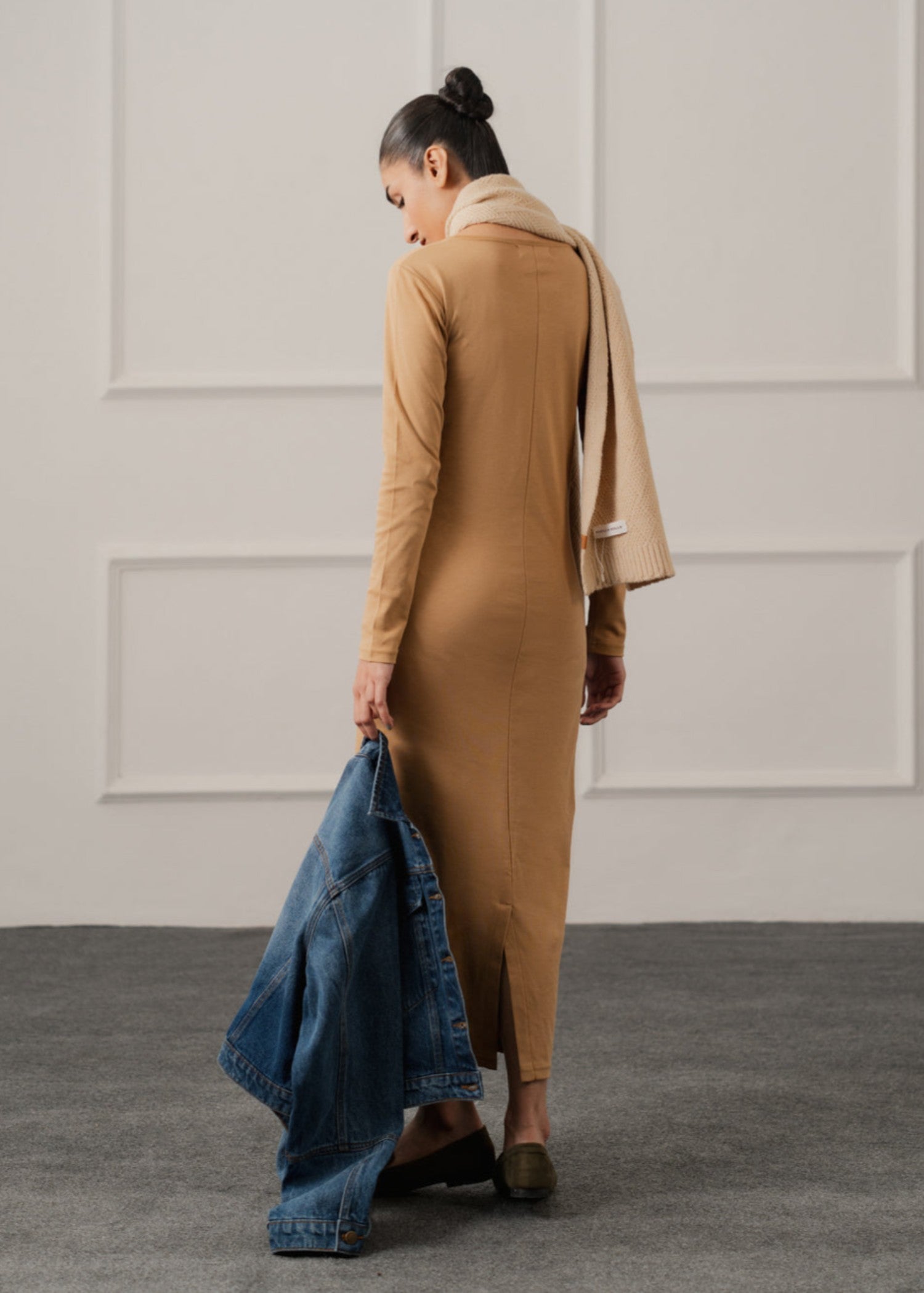 polycotton Dress in Beige