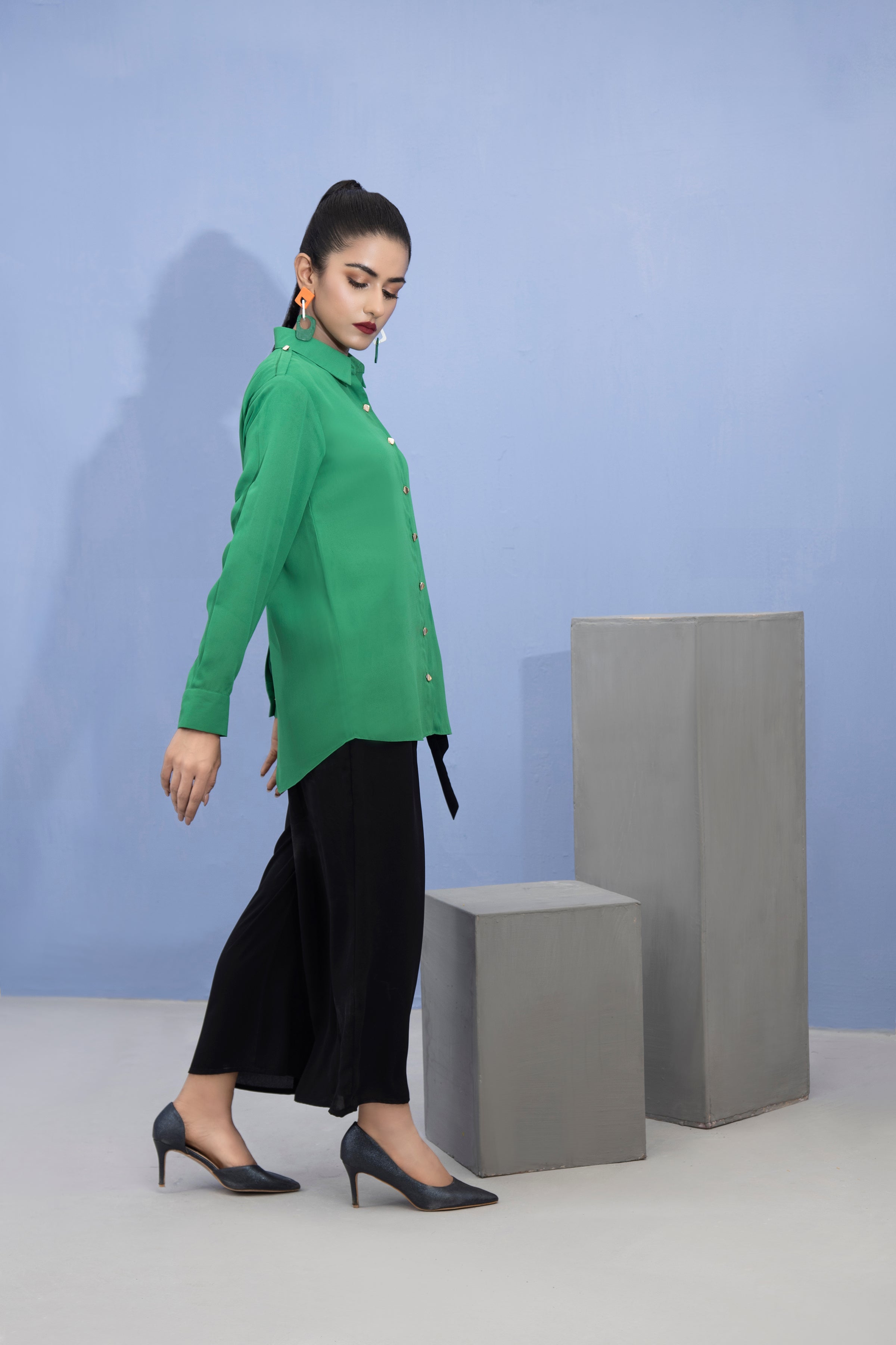 crepe georgette Kurti in Green