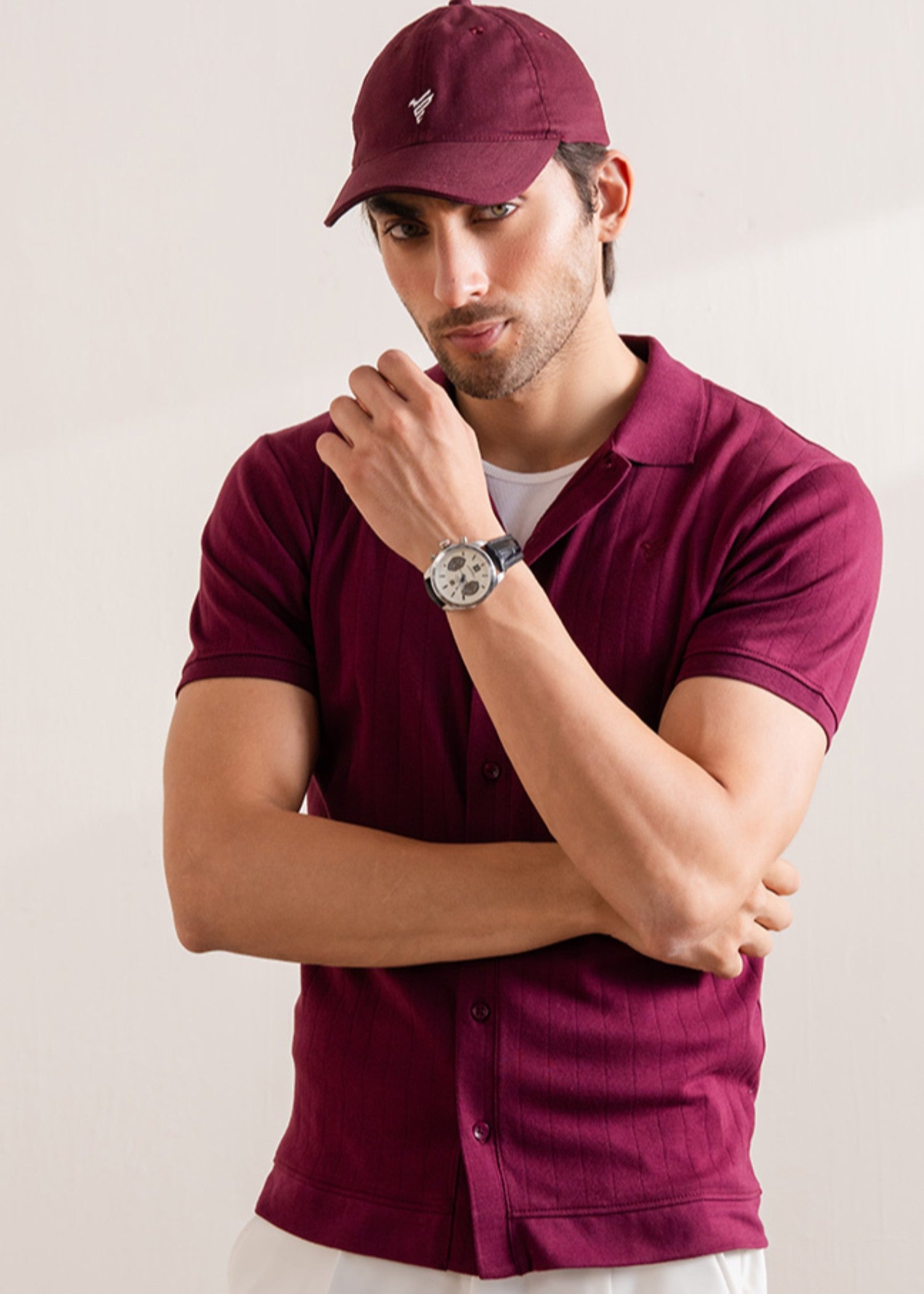 cotton Polo Shirt in Wine